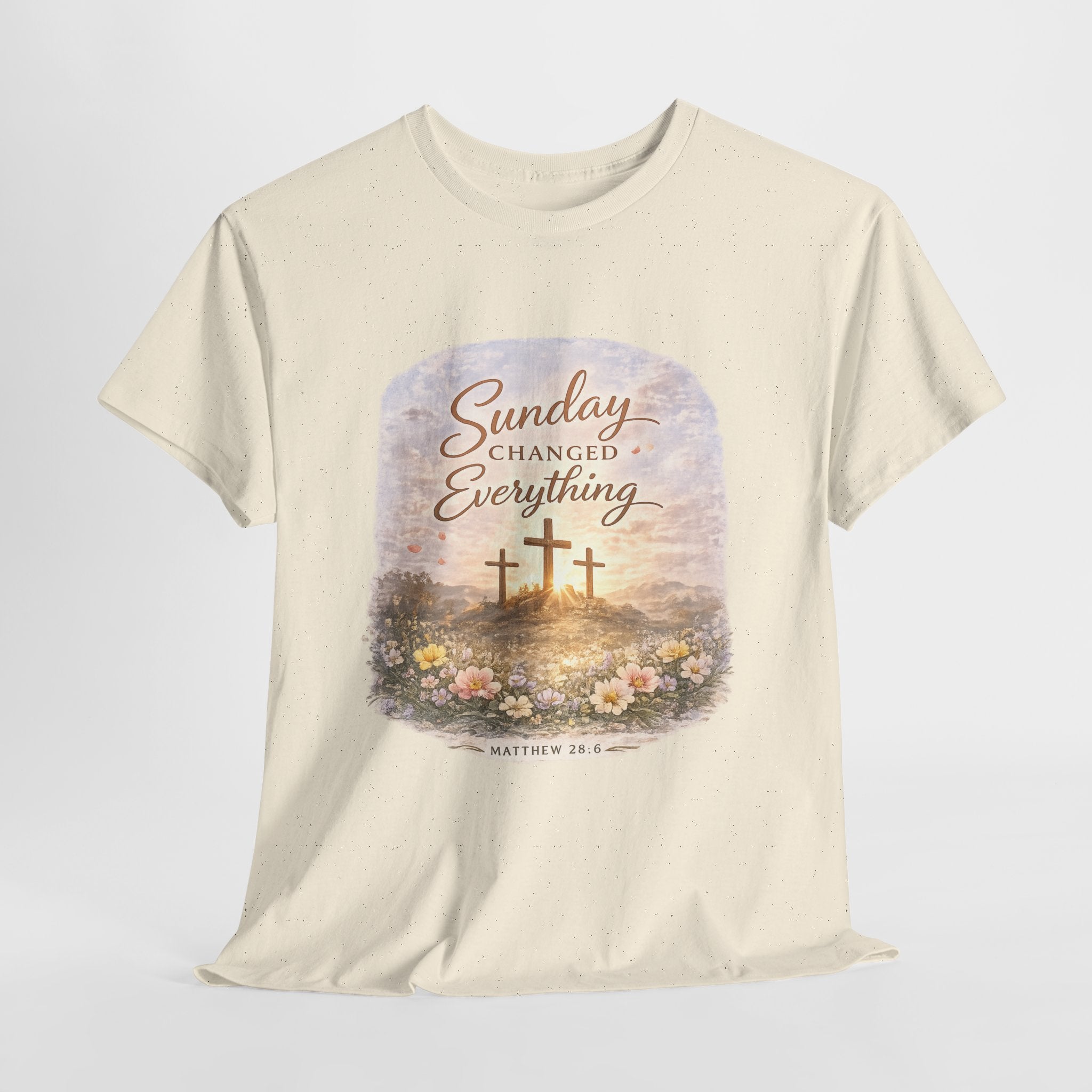 Sunday Changed Everything Christian Shirt – Matthew 28:6 Bible Verse – Easter Resurrection Cross Shirt – Christian Faith Graphic Tee