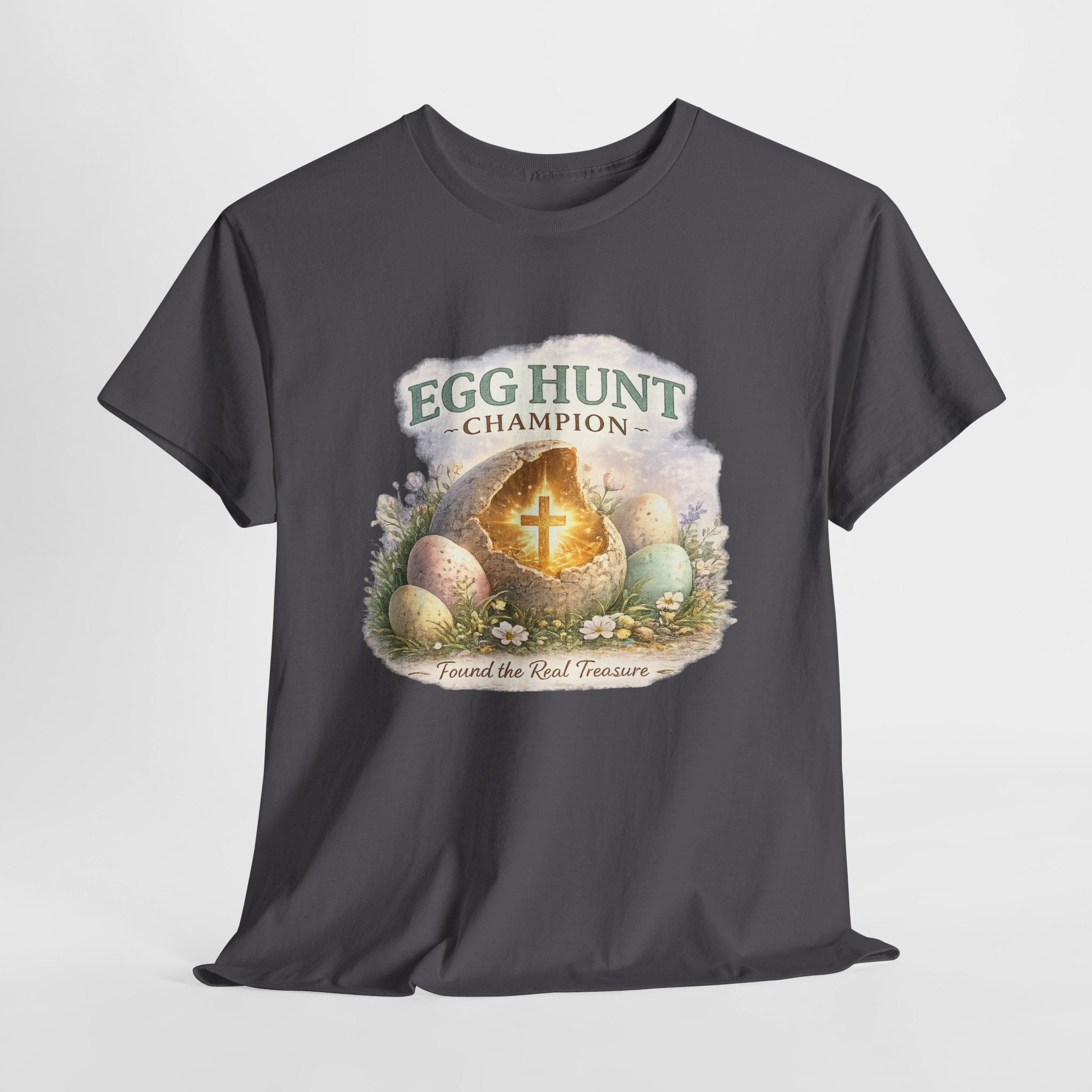 Egg Hunt Champion Christian Easter Shirt – Found the Real Treasure Cross Egg Hunt Faith Graphic Tee