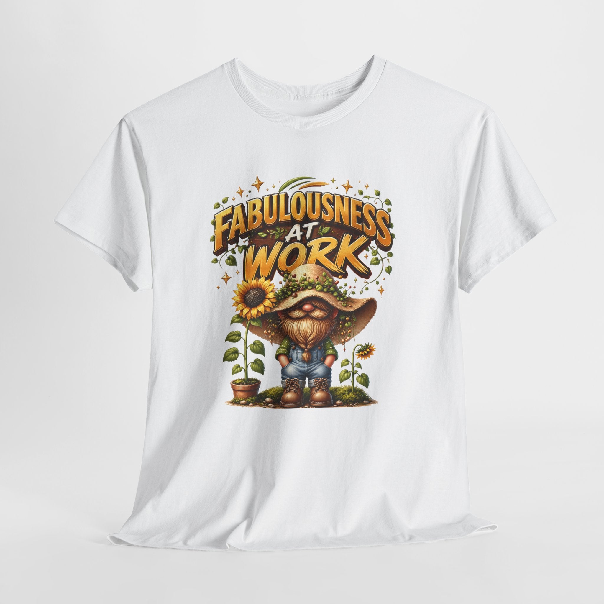 Graphic Tee - "Fabulousness at Work" Cute Gardener Sunflower T-Shirt