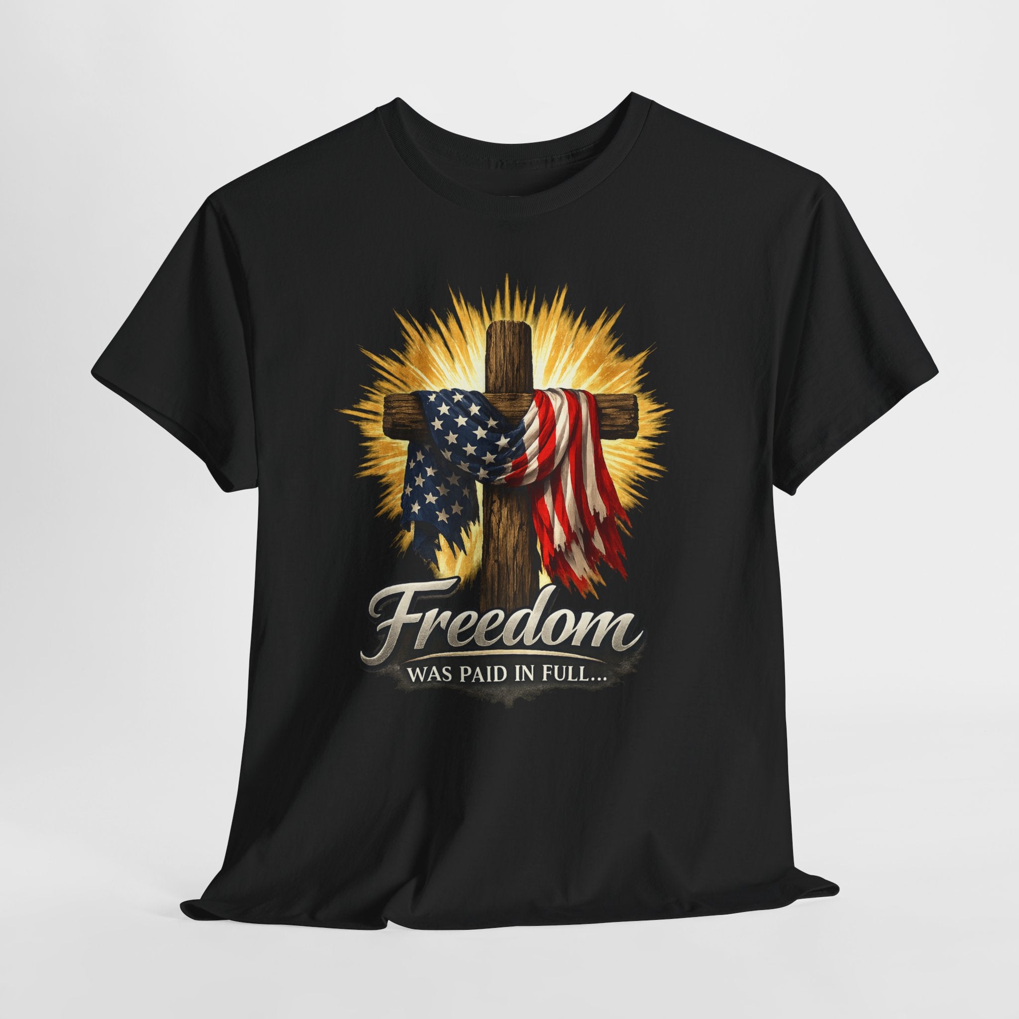 Freedom Was Paid in Full Christian Patriotic Shirt, Jesus Cross American Flag Tee, Faith Based 4th of July T-Shirt