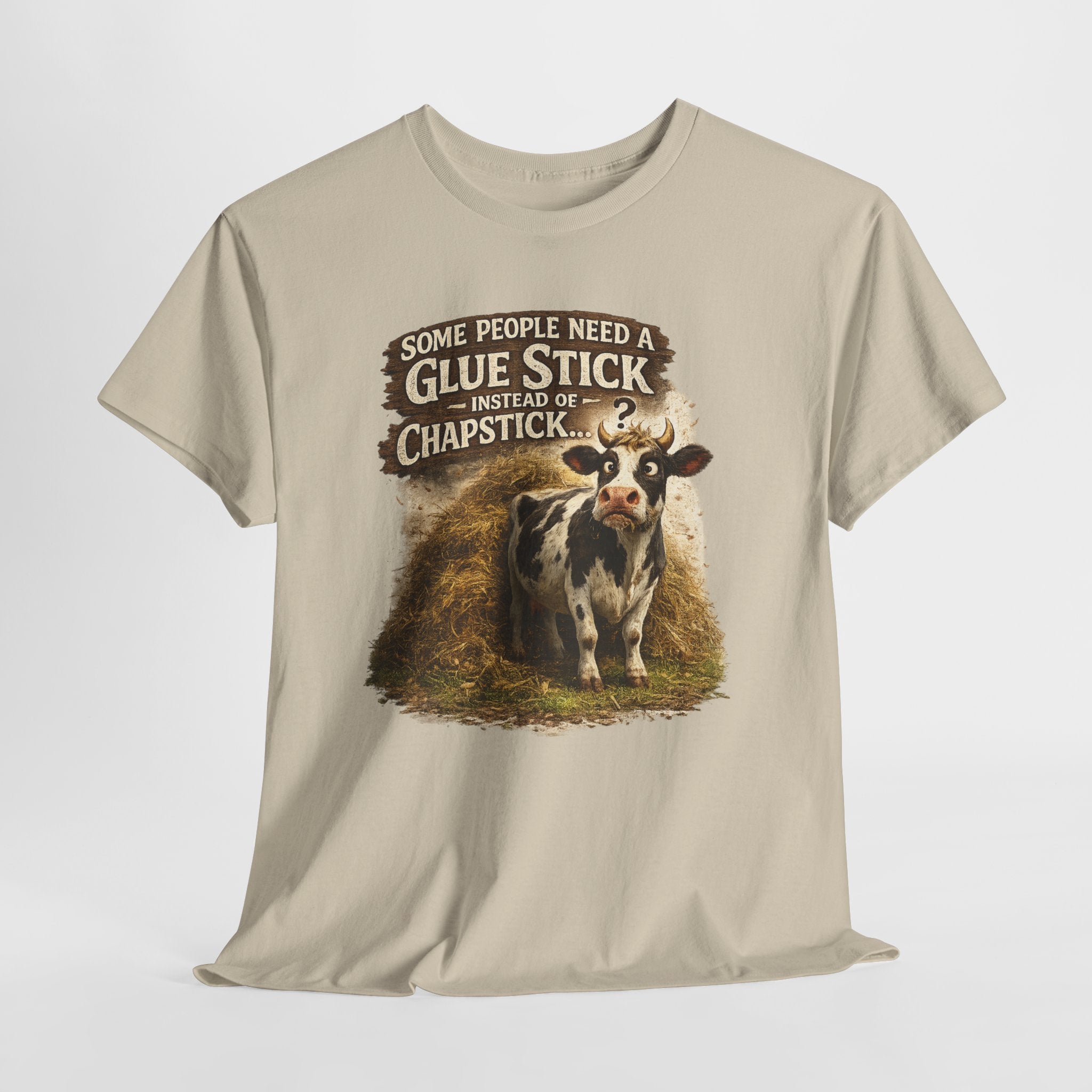 Funny Cow Farm Shirt – “Some People Need a Glue Stick Instead of Chapstick” – Sarcastic Farm Humor T-Shirt – Country Life Graphic Tee Gift for Farmers