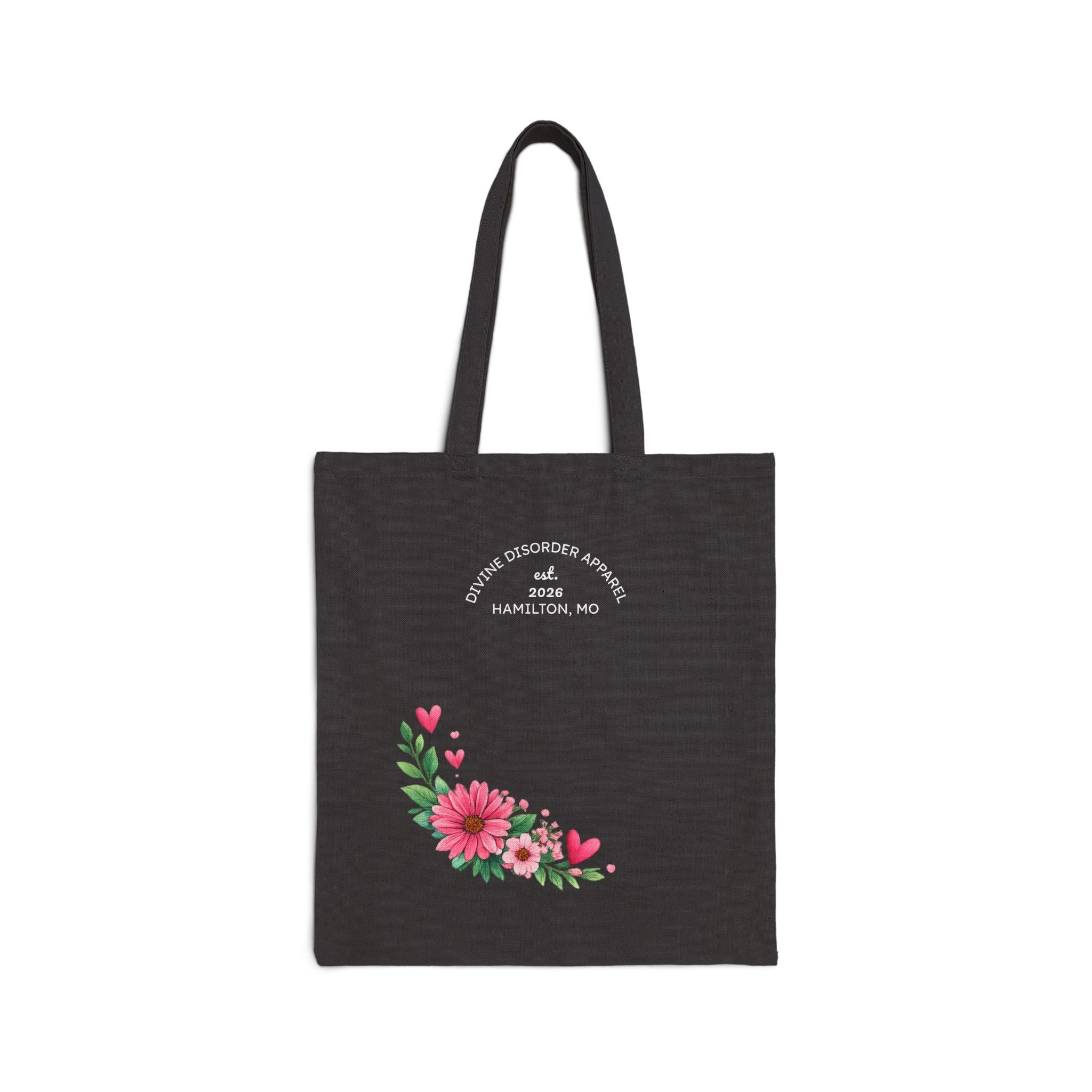 Christian Floral Tote Bag – Faith Inspired Canvas Tote – Church Bible Study Bag – Divine Disorder Apparel Tote