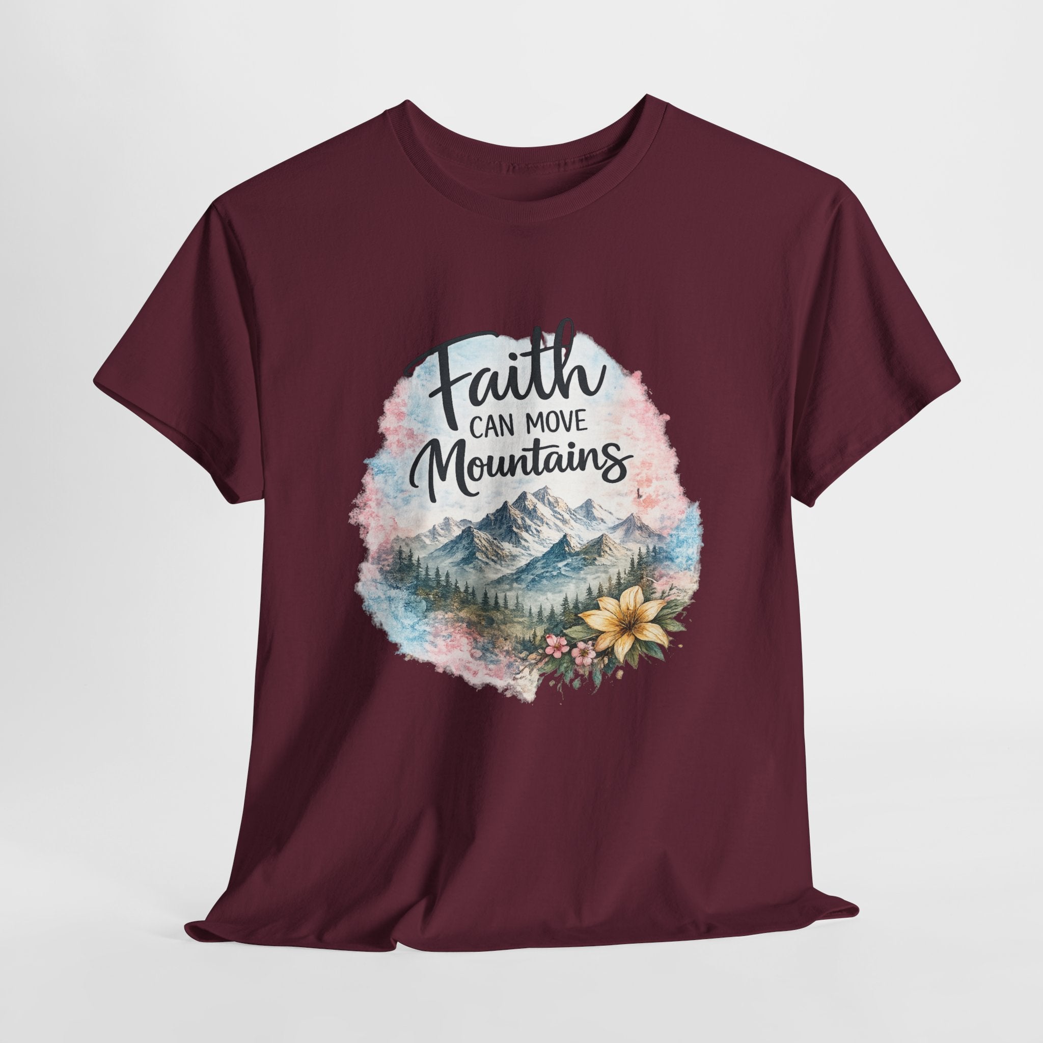 Faith Can Move Mountains Christian Shirt – Inspirational Faith Graphic Tee – Christian Encouragement Shirt
