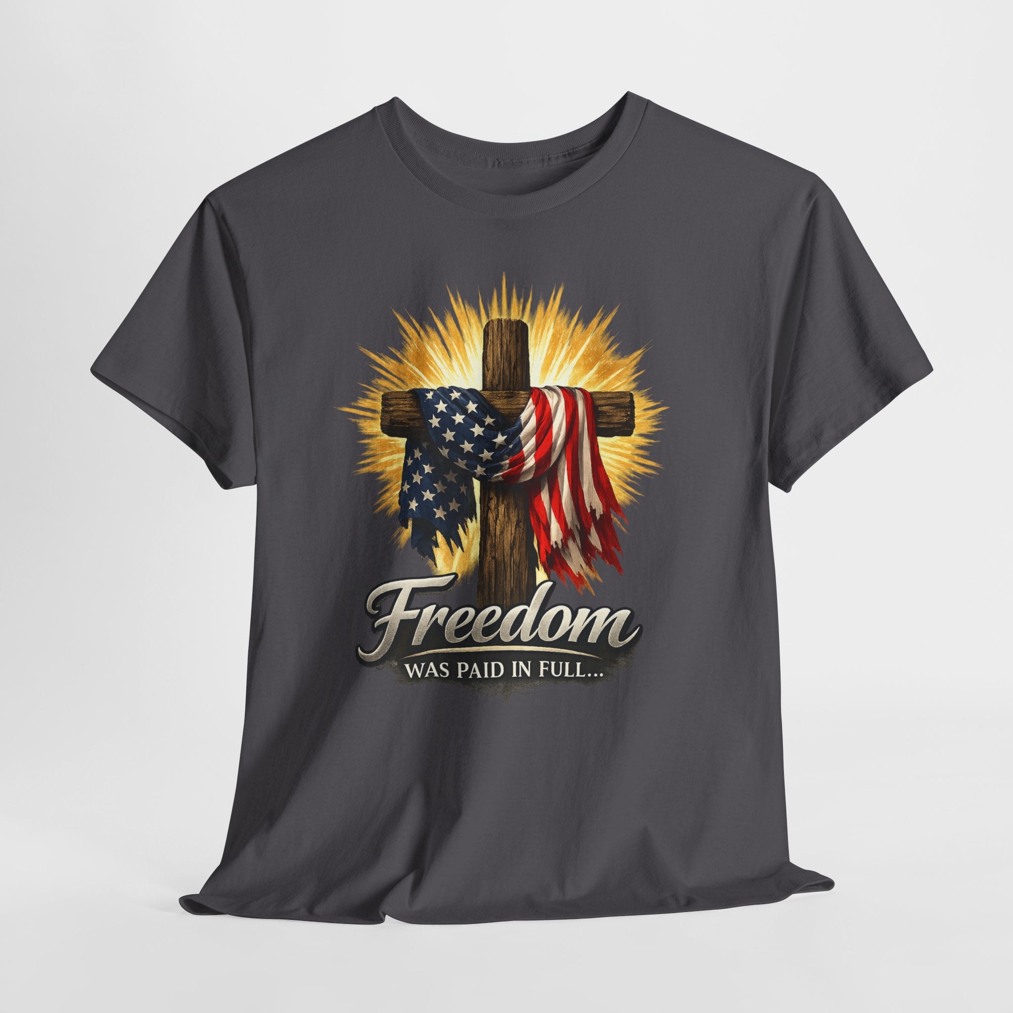 Freedom Was Paid in Full Christian Patriotic Shirt, Jesus Cross American Flag Tee, Faith Based 4th of July T-Shirt