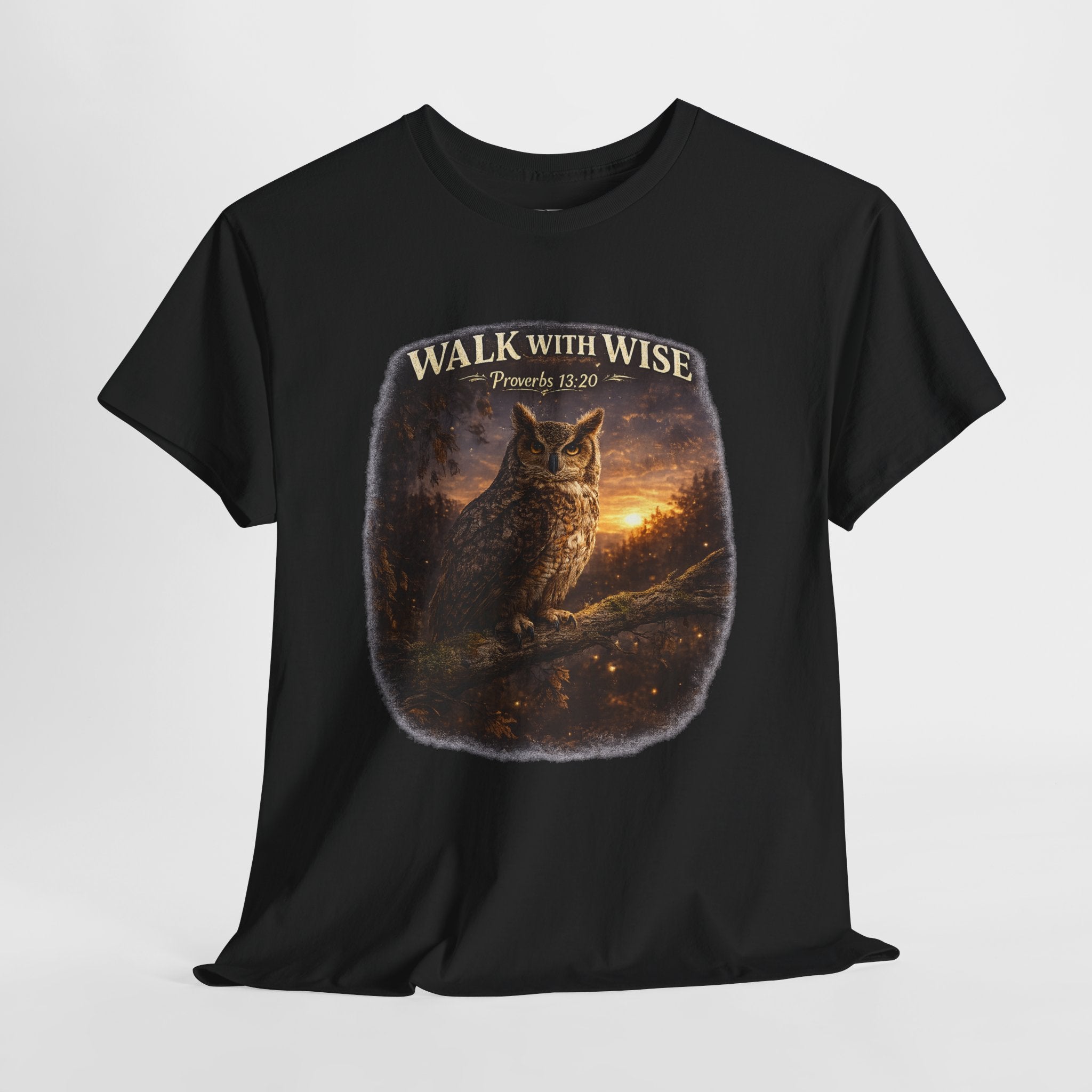 Walk With the Wise Christian Owl Shirt – Proverbs 13:20 Bible Verse – Wisdom Scripture Faith Graphic Tee