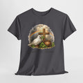 Faith Over Fortune Shirt – Christian Cross, Dove and Rainbow Graphic Tee, Inspirational Faith-Based T-Shirt for Women