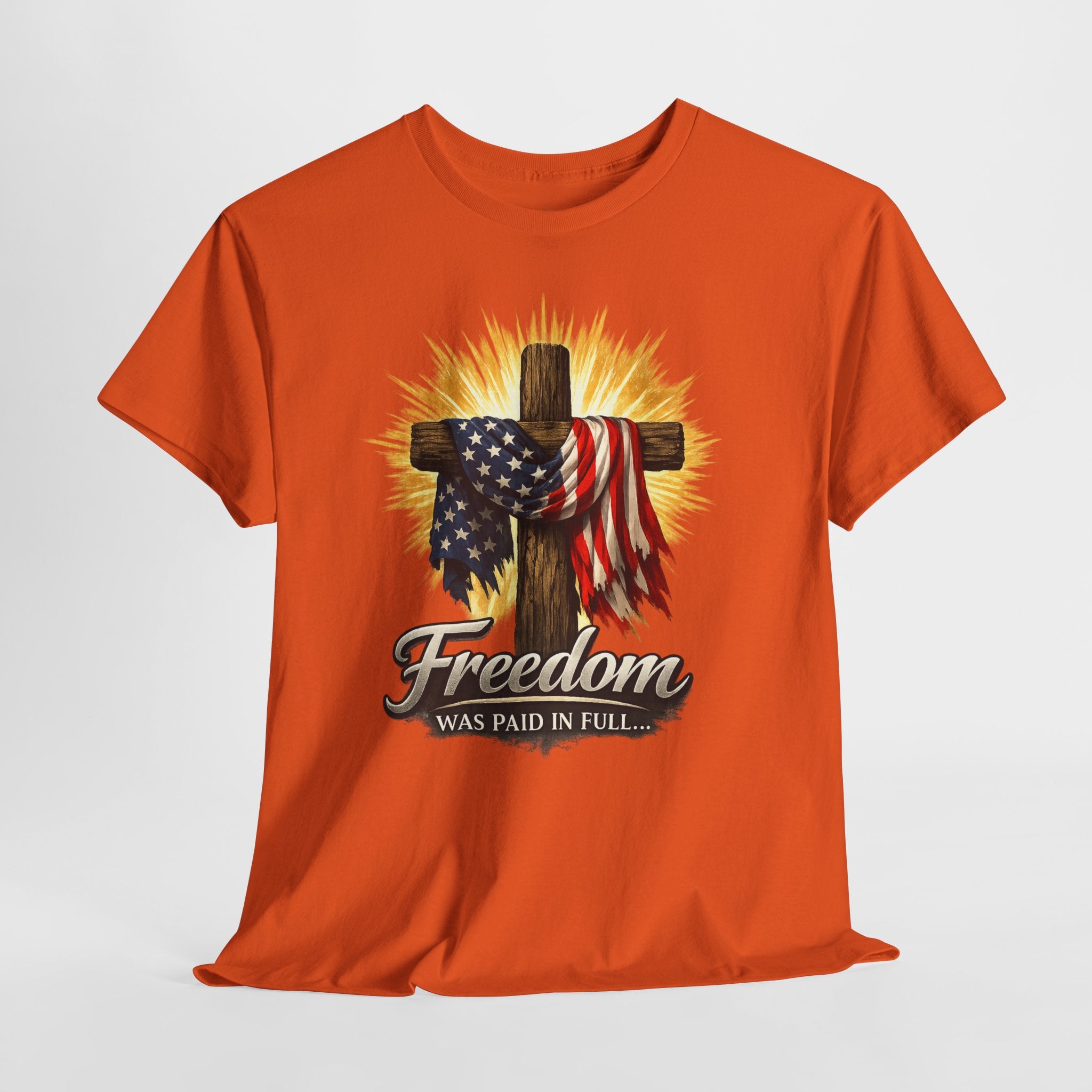 Freedom Was Paid in Full Christian Patriotic Shirt, Jesus Cross American Flag Tee, Faith Based 4th of July T-Shirt