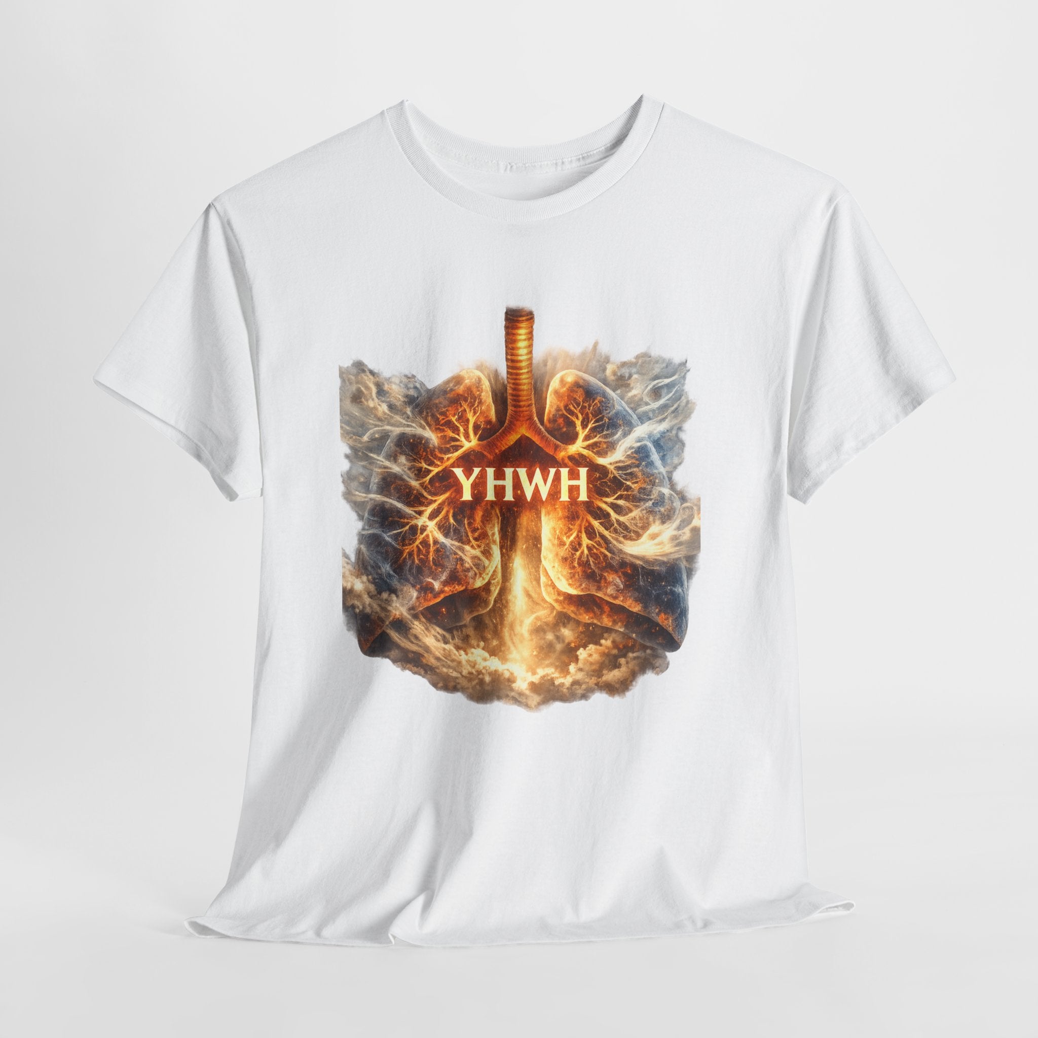 YHWH Shirt – Powerful Christian Faith Graphic Tee with Fiery God Breath Design, Biblical Hebrew Name of God
