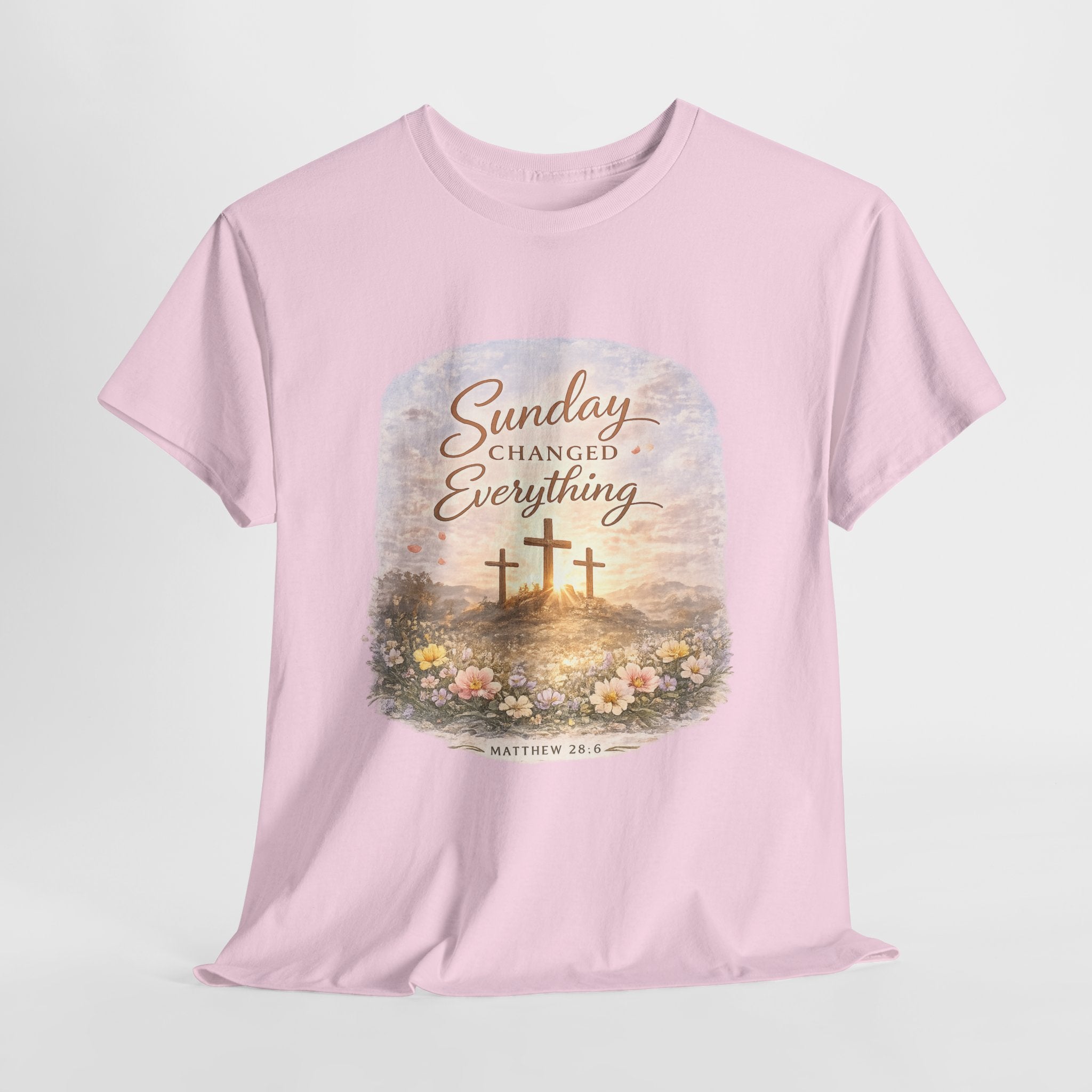 Sunday Changed Everything Christian Shirt – Matthew 28:6 Bible Verse – Easter Resurrection Cross Shirt – Christian Faith Graphic Tee