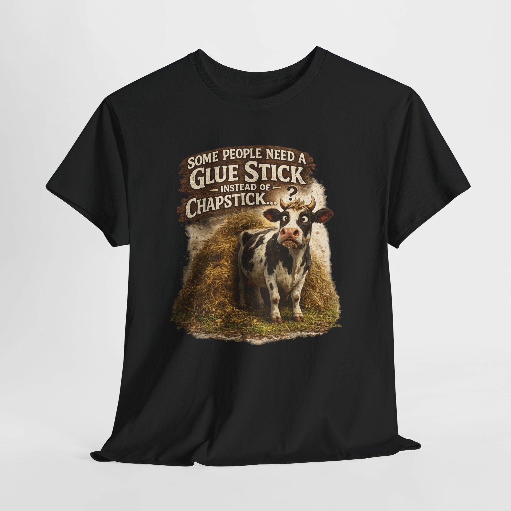 Funny Cow Farm Shirt – “Some People Need a Glue Stick Instead of Chapstick” – Sarcastic Farm Humor T-Shirt – Country Life Graphic Tee Gift for Farmers