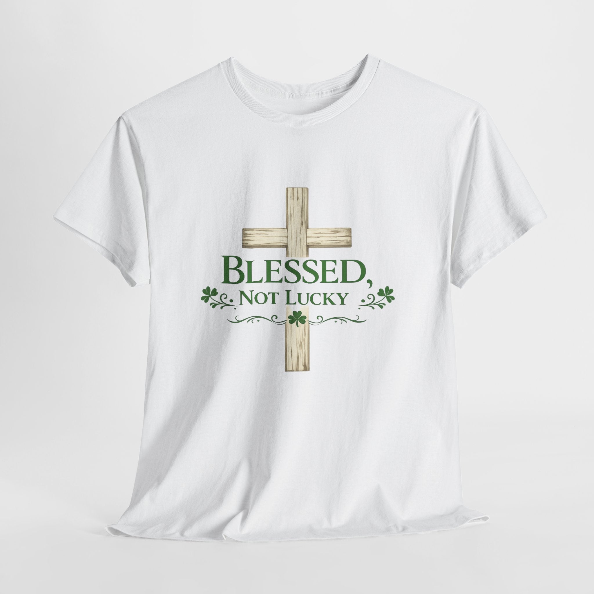 Blessed Not Lucky Christian T-Shirt – Faith Cross Graphic Tee for Men & Women, Inspirational Religious Shirt, Church Gift