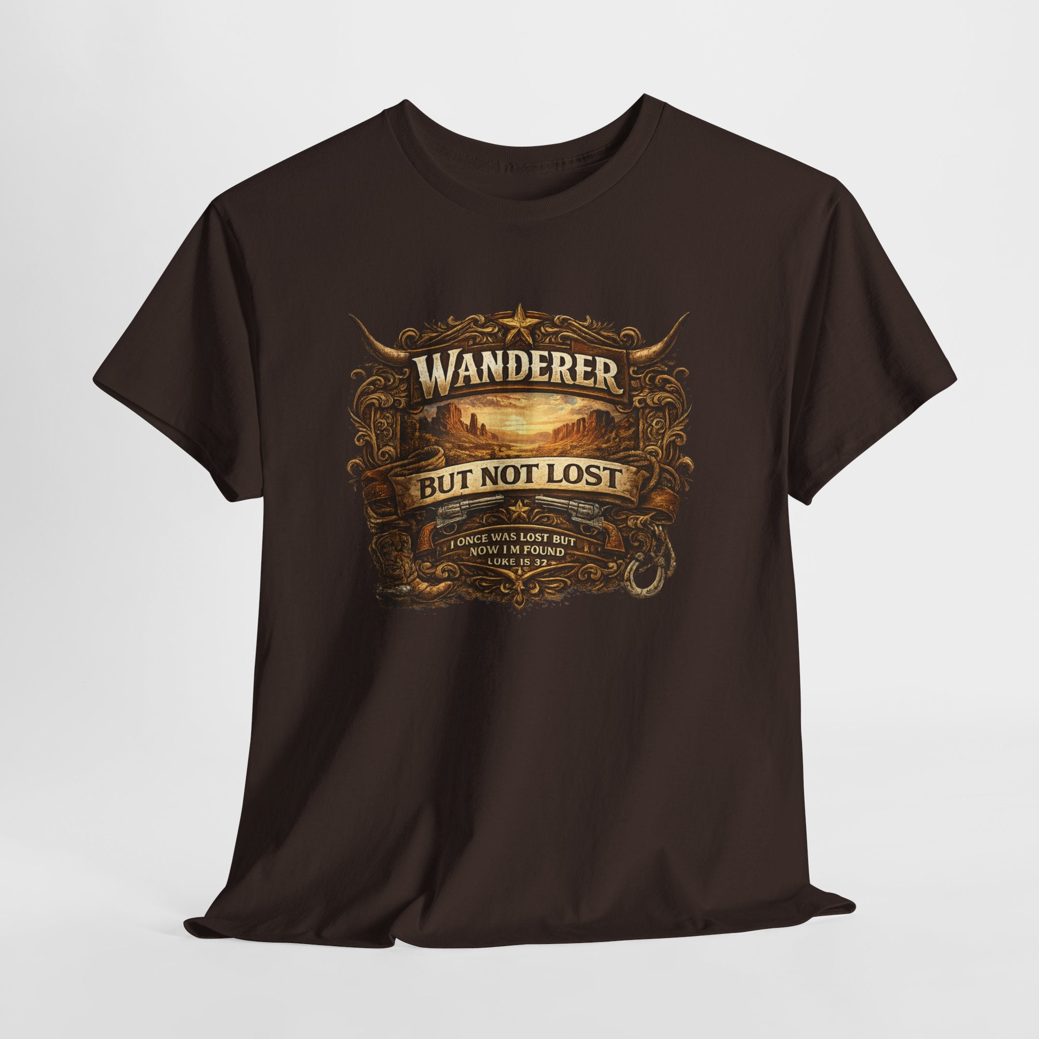 Wanderer But Not Lost Christian Shirt – Luke 15:32 Faith Western Graphic Tee – Christian Cowboy Faith Shirt