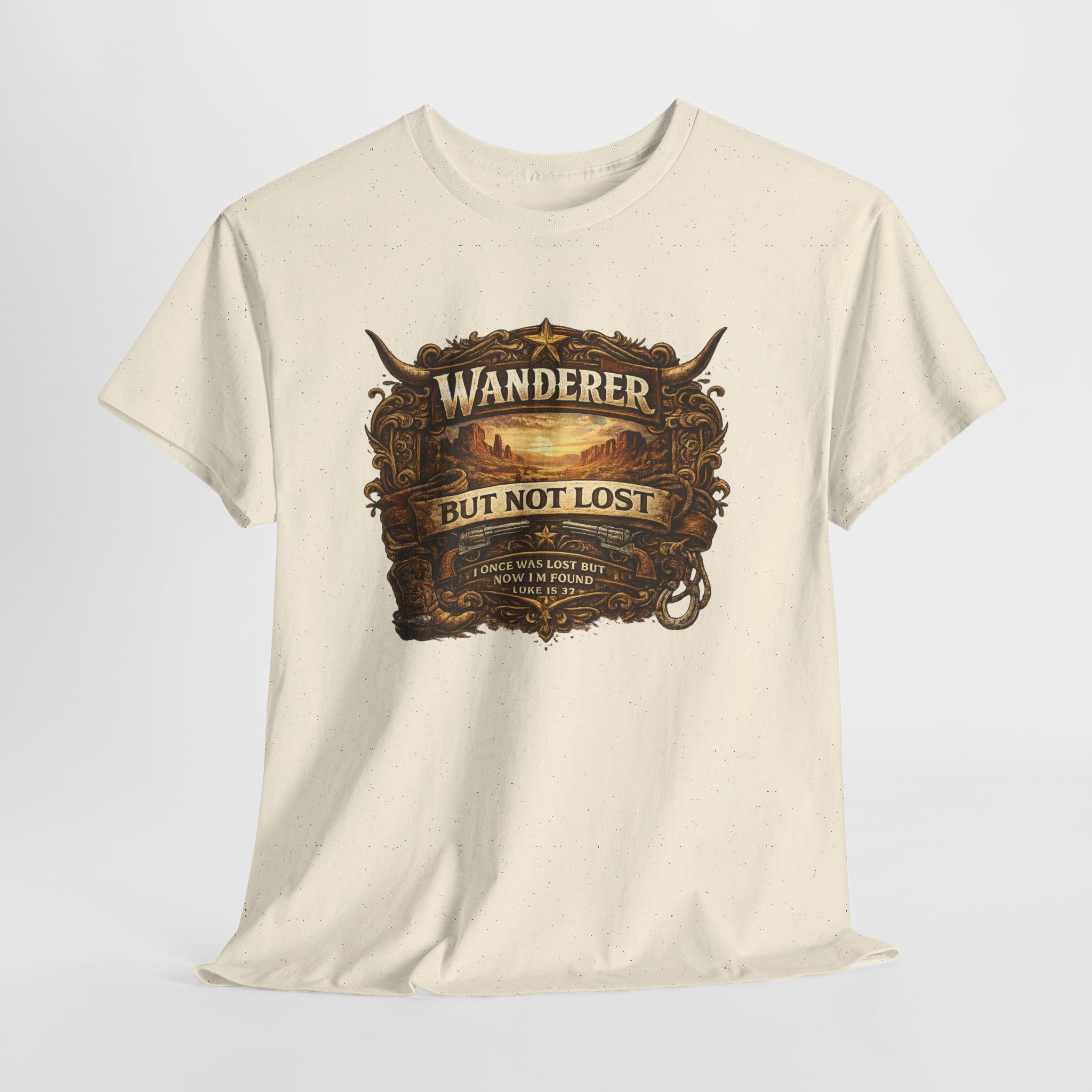 Wanderer But Not Lost Christian Shirt – Luke 15:32 Faith Western Graphic Tee – Christian Cowboy Faith Shirt