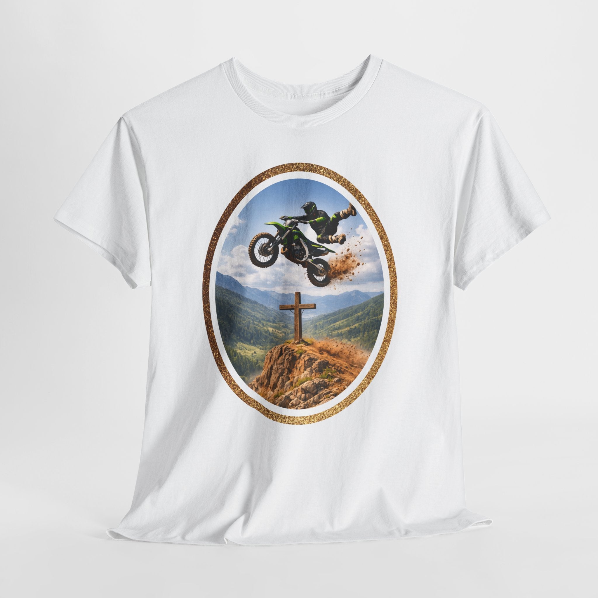 Motocross Faith Shirt – Dirt Bike Jump Over Cross Christian Rider T-Shirt