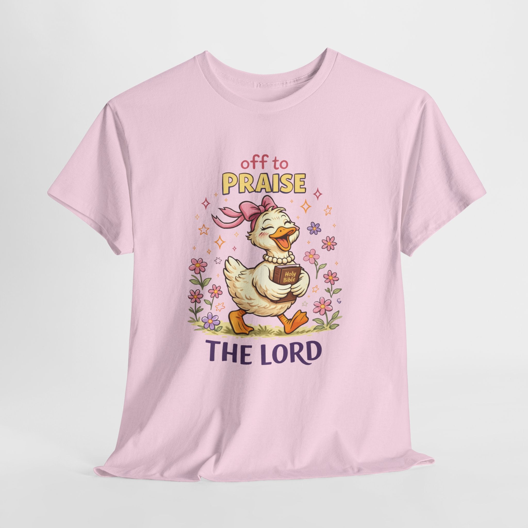Off to Praise the Lord Duck Shirt – Cute Christian Faith Graphic Tee for Women, Church, Gospel & Bible Lovers