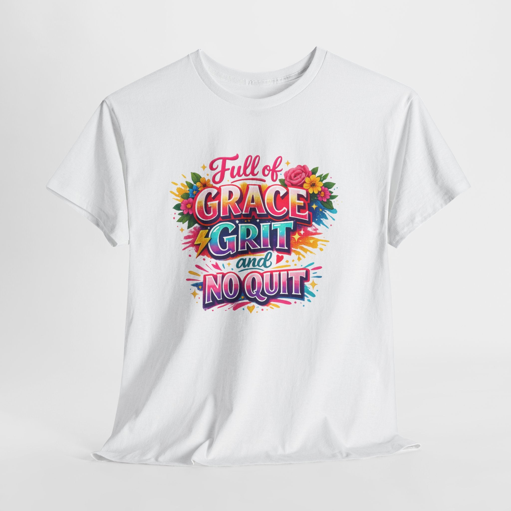 Full of Grace Grit and No Quit Christian Shirt – Inspirational Faith Women’s Tee – Motivational Christian Graphic Shirt