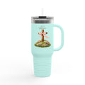 He Is Risen 40oz Christian Tumbler with Handle & Straw – Easter Faith Cross Floral Insulated Travel Mug