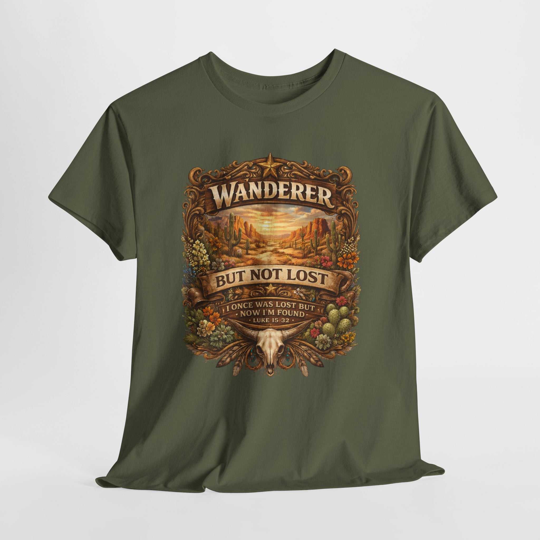 Wanderer But Not Lost Christian Shirt – Luke 15:32 Faith Tee – Western Christian Desert Graphic Shirt