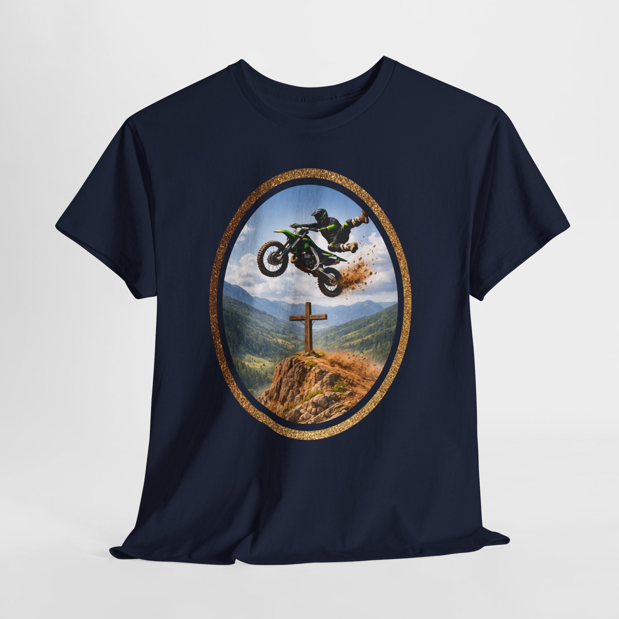 Motocross Faith Shirt – Dirt Bike Jump Over Cross Christian Rider T-Shirt