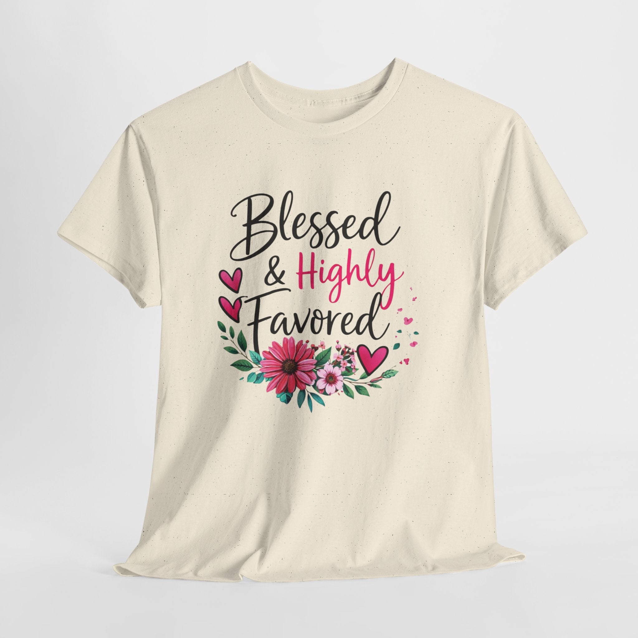 Blessed and Highly Favored Christian Shirt – Faith Inspirational Women’s Graphic Tee – Christian Encouragement Shirt