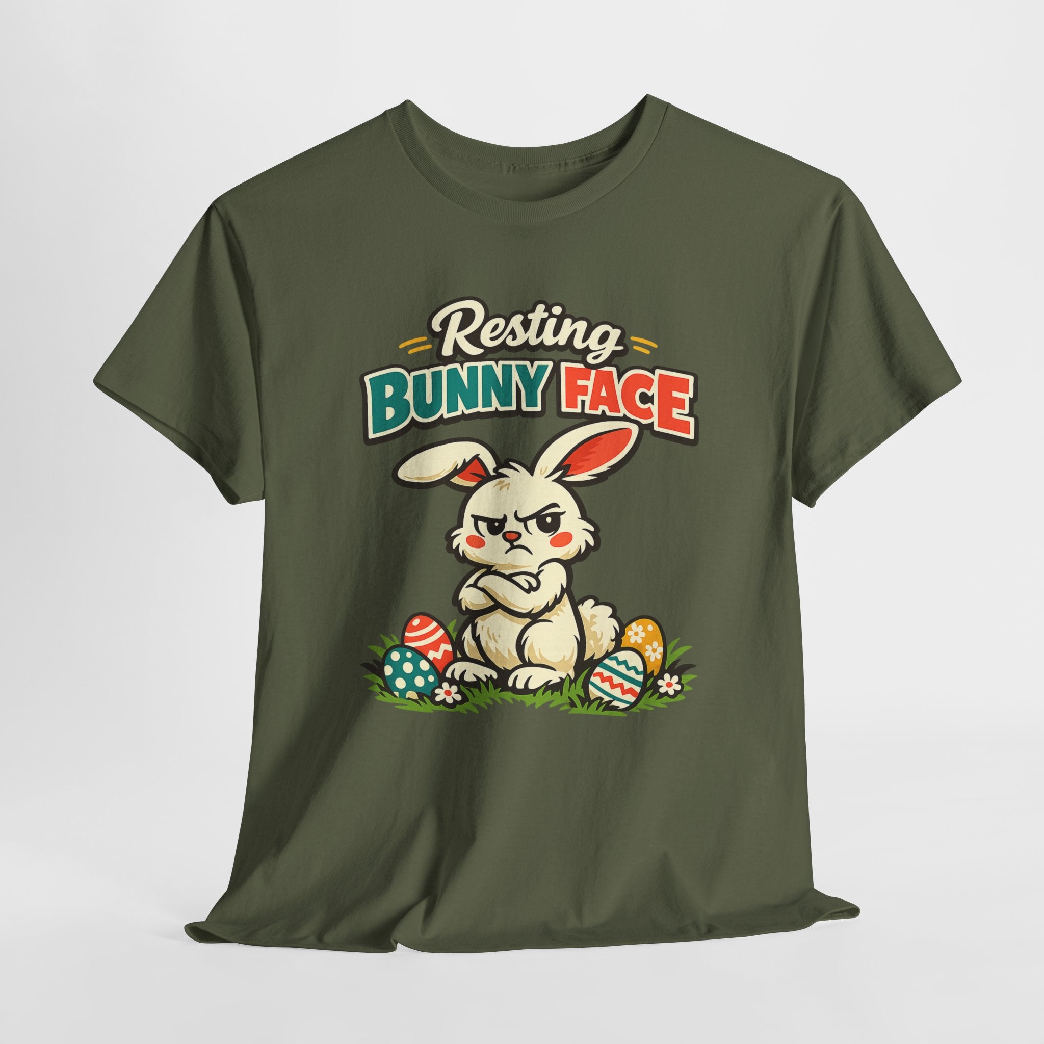 Resting Bunny Face Easter Shirt – Funny Easter Bunny Tee – Cute Grumpy Rabbit Easter Graphic Shirt
