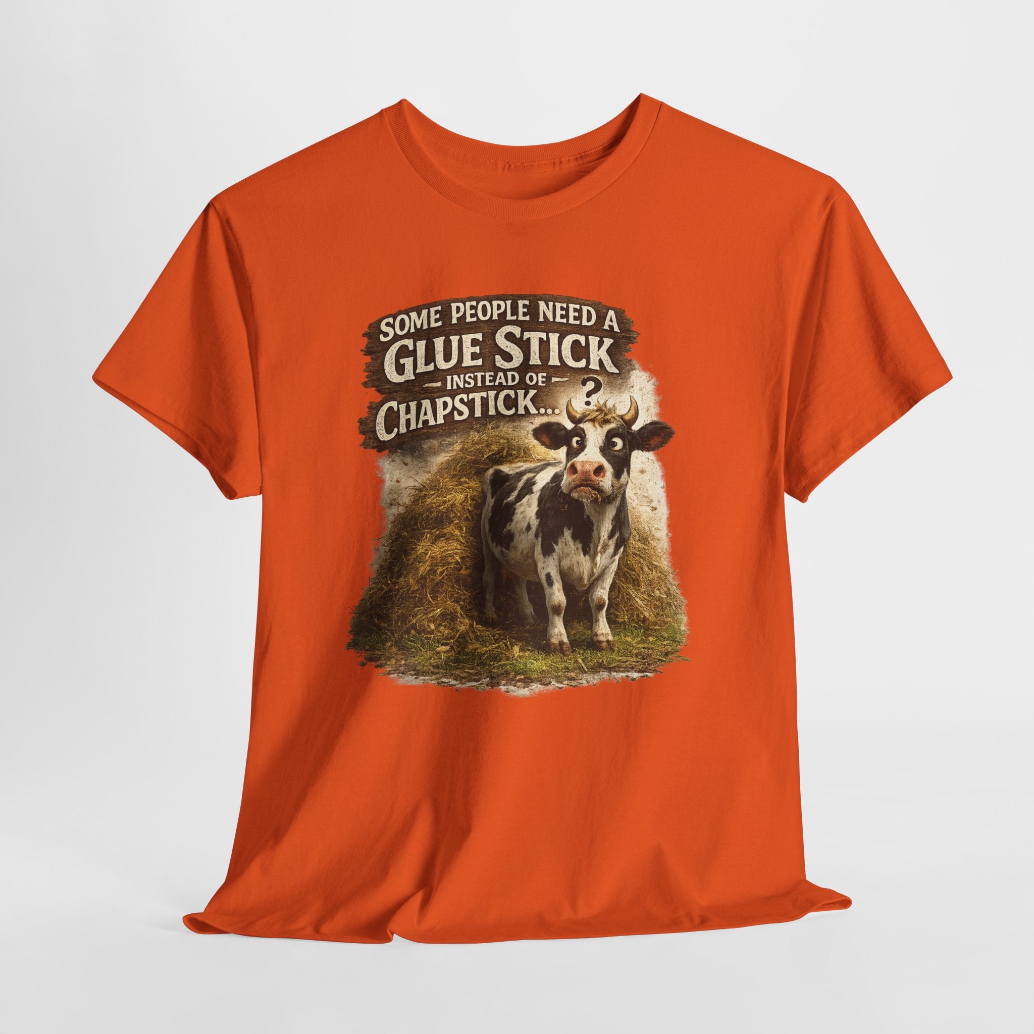 Funny Cow Farm Shirt – “Some People Need a Glue Stick Instead of Chapstick” – Sarcastic Farm Humor T-Shirt – Country Life Graphic Tee Gift for Farmers