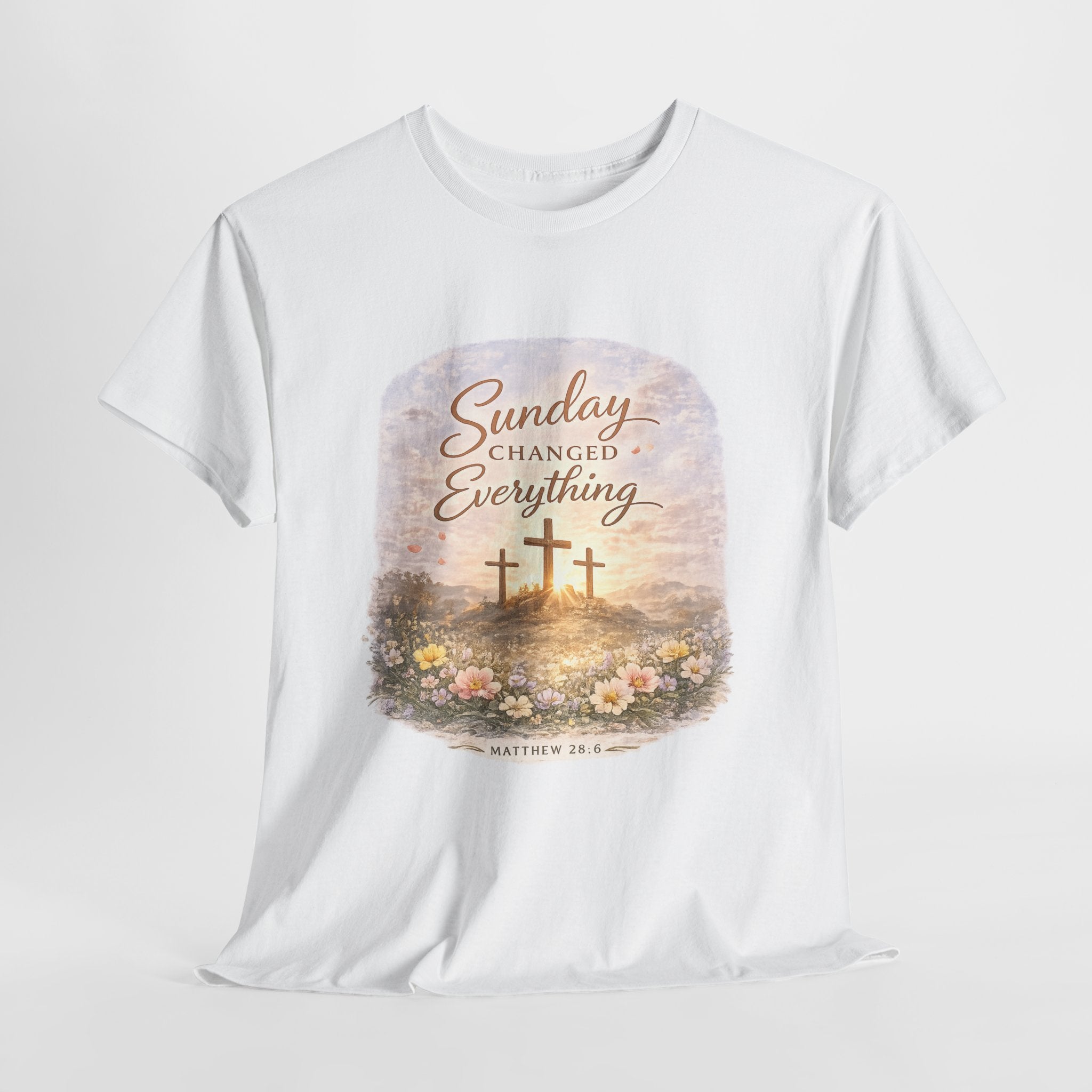 Sunday Changed Everything Christian Shirt – Matthew 28:6 Bible Verse – Easter Resurrection Cross Shirt – Christian Faith Graphic Tee