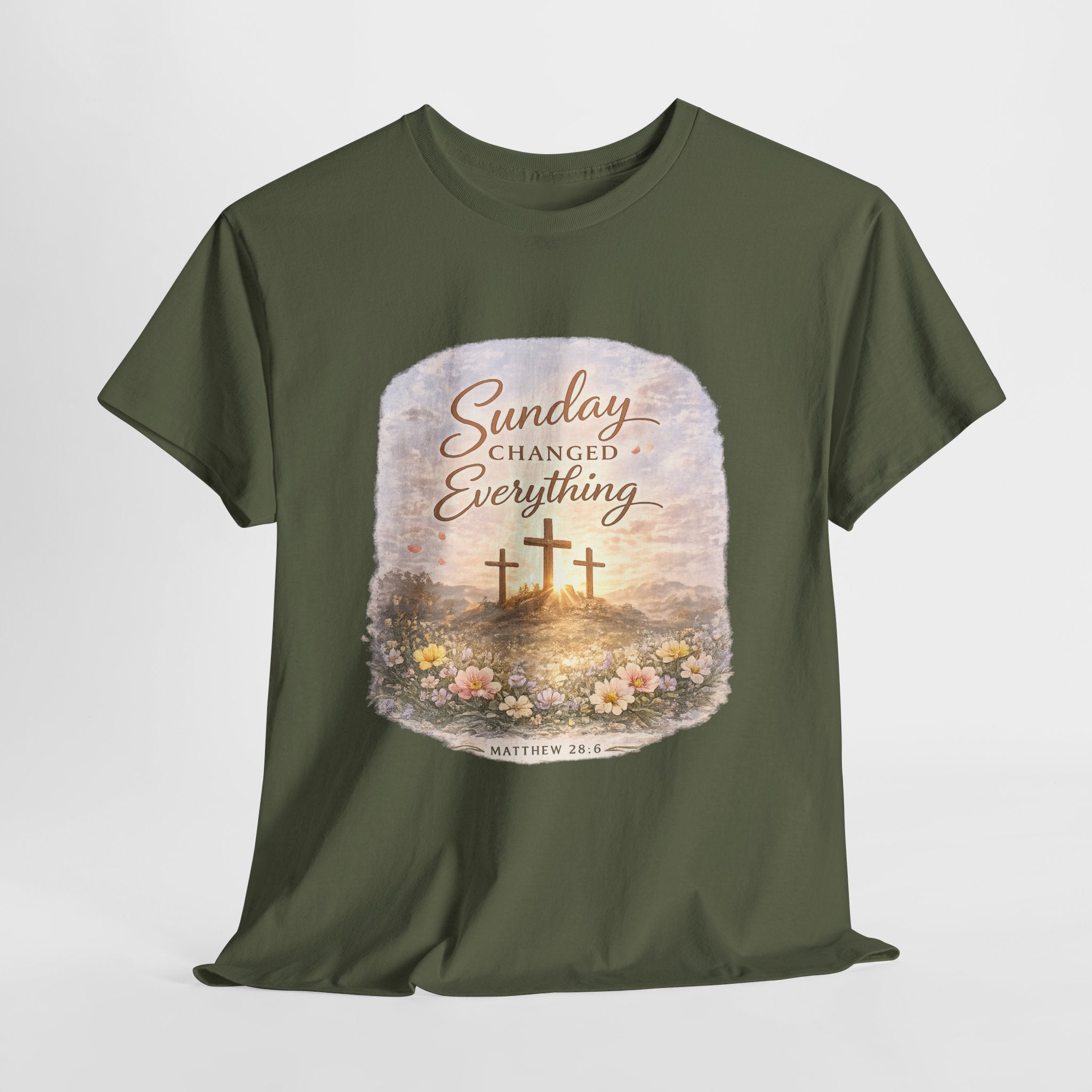 Sunday Changed Everything Christian Shirt – Matthew 28:6 Bible Verse – Easter Resurrection Cross Shirt – Christian Faith Graphic Tee