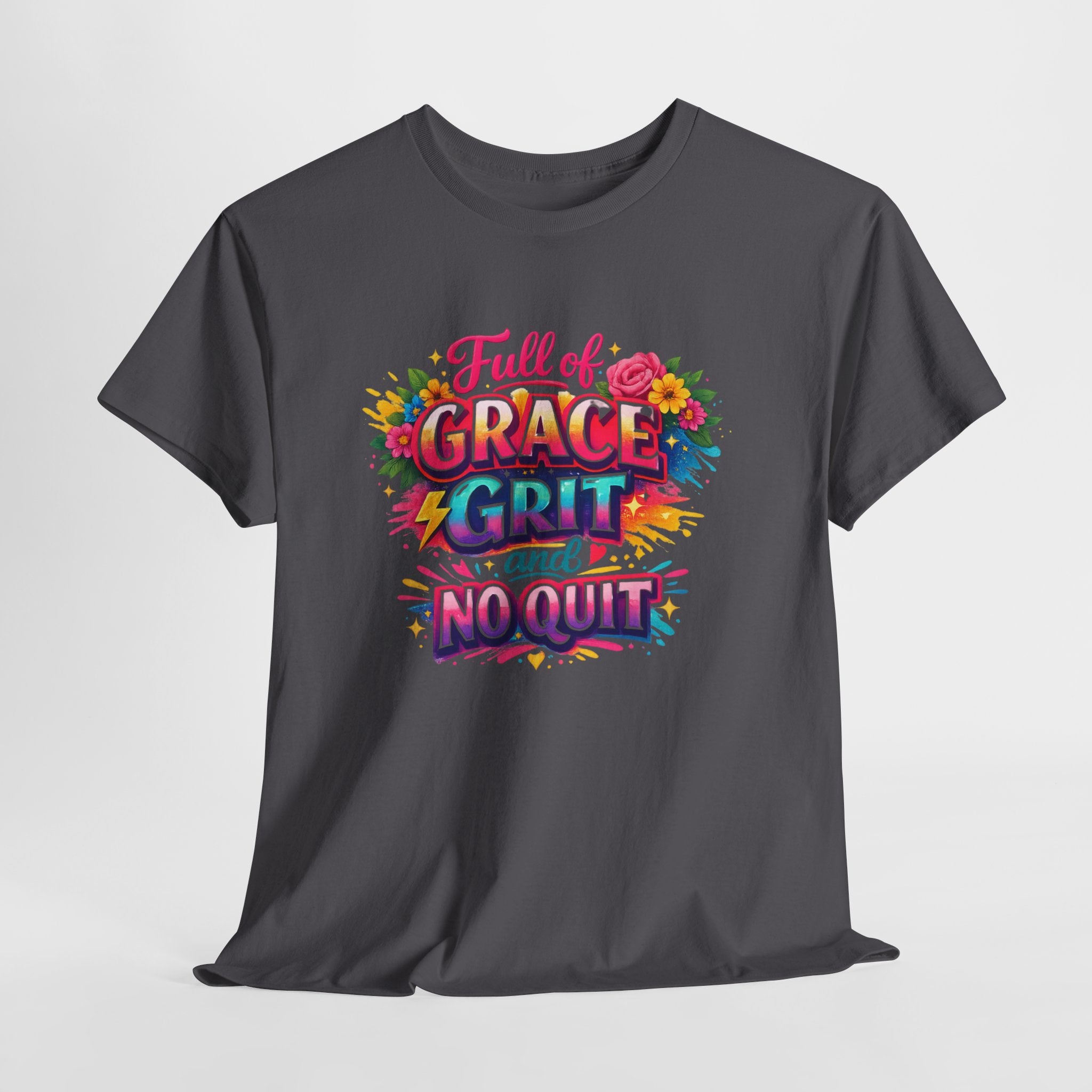 Full of Grace Grit and No Quit Christian Shirt – Inspirational Faith Women’s Tee – Motivational Christian Graphic Shirt