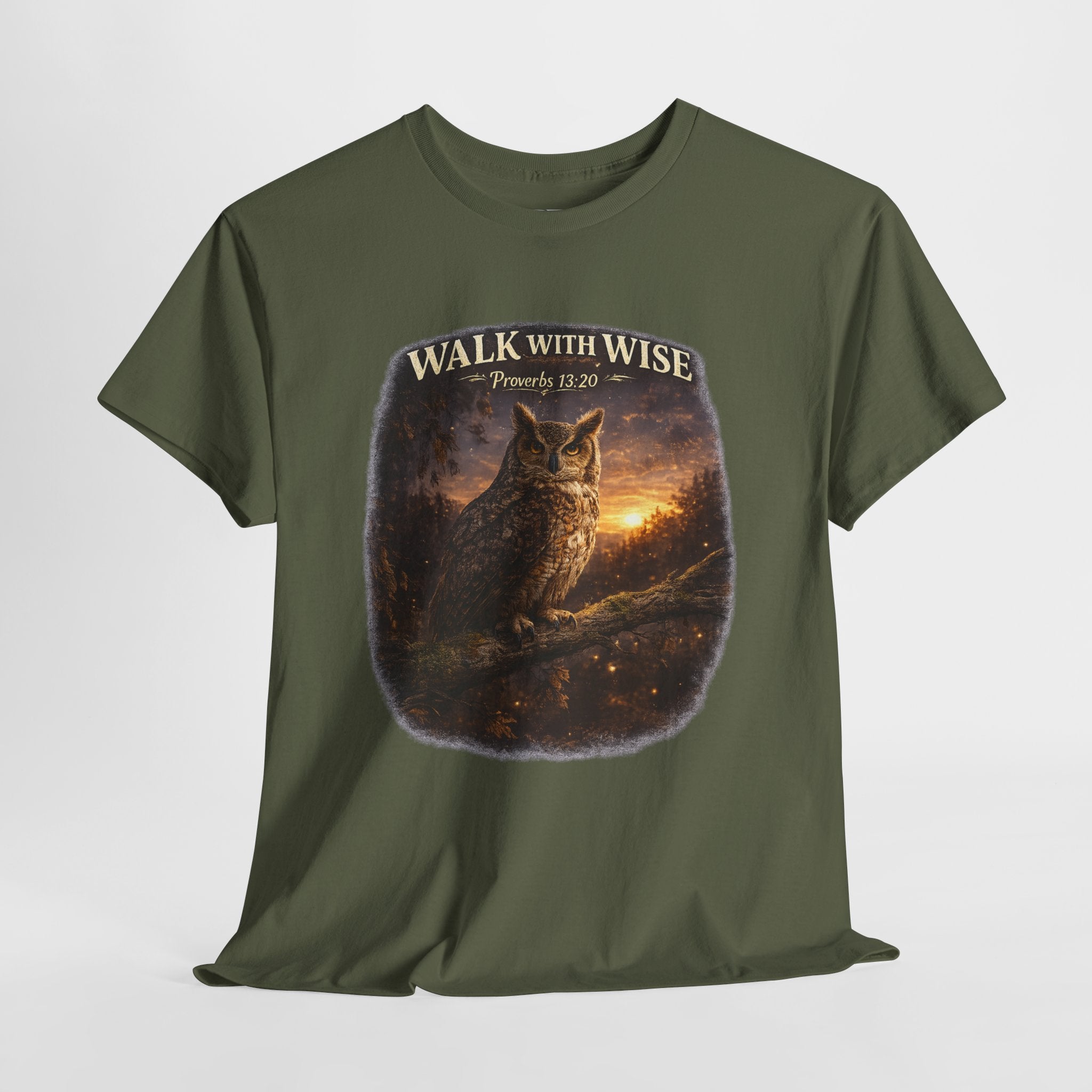 Walk With the Wise Christian Owl Shirt – Proverbs 13:20 Bible Verse – Wisdom Scripture Faith Graphic Tee