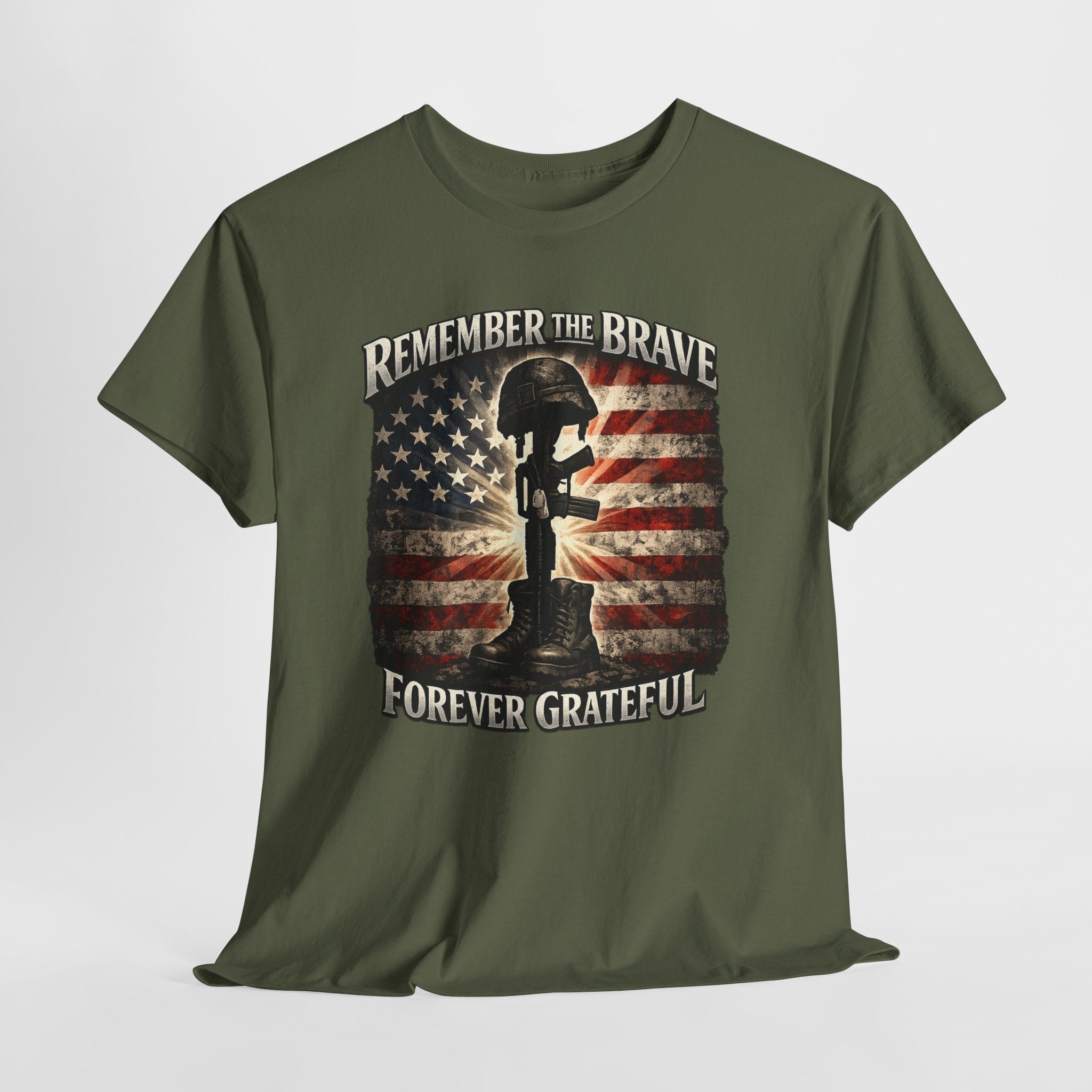 Remember The Brave Forever Grateful Patriotic Shirt, Military Tribute American Flag Tee, Veteran Memorial Day T-Shirt
