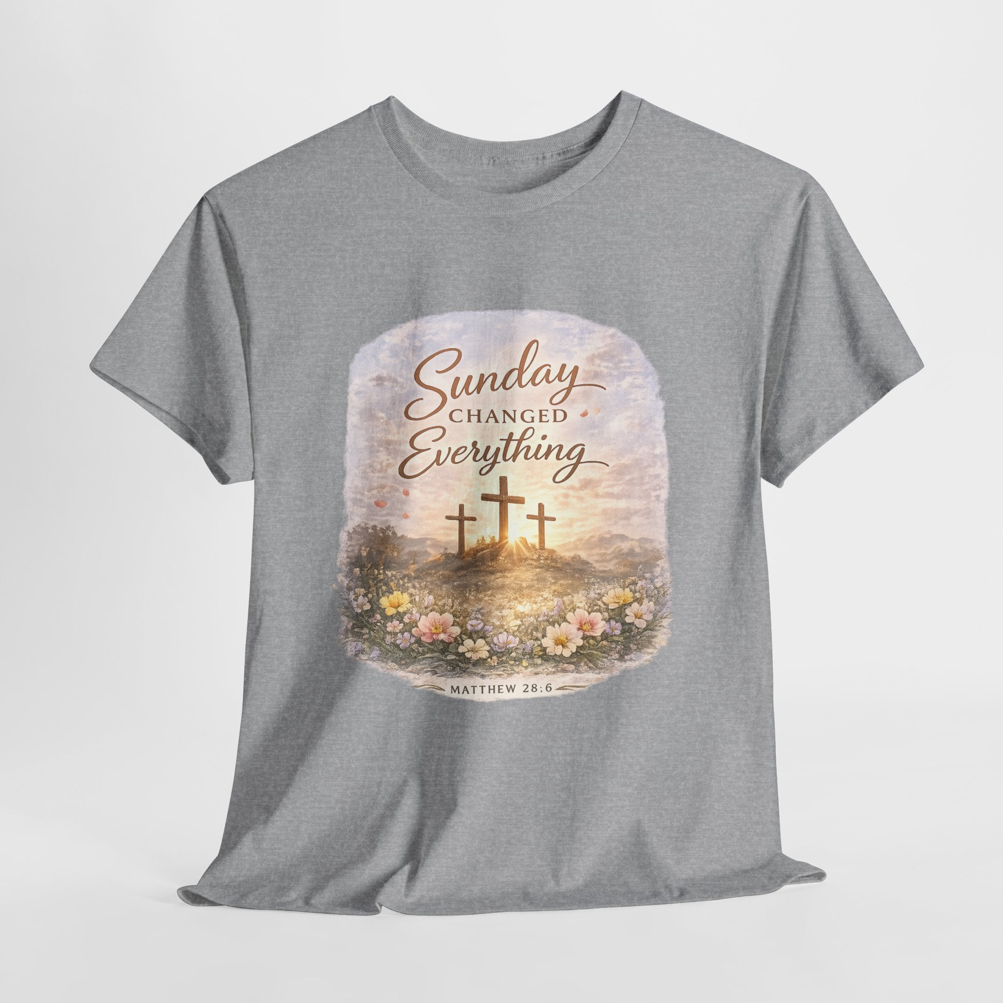 Sunday Changed Everything Christian Shirt – Matthew 28:6 Bible Verse – Easter Resurrection Cross Shirt – Christian Faith Graphic Tee