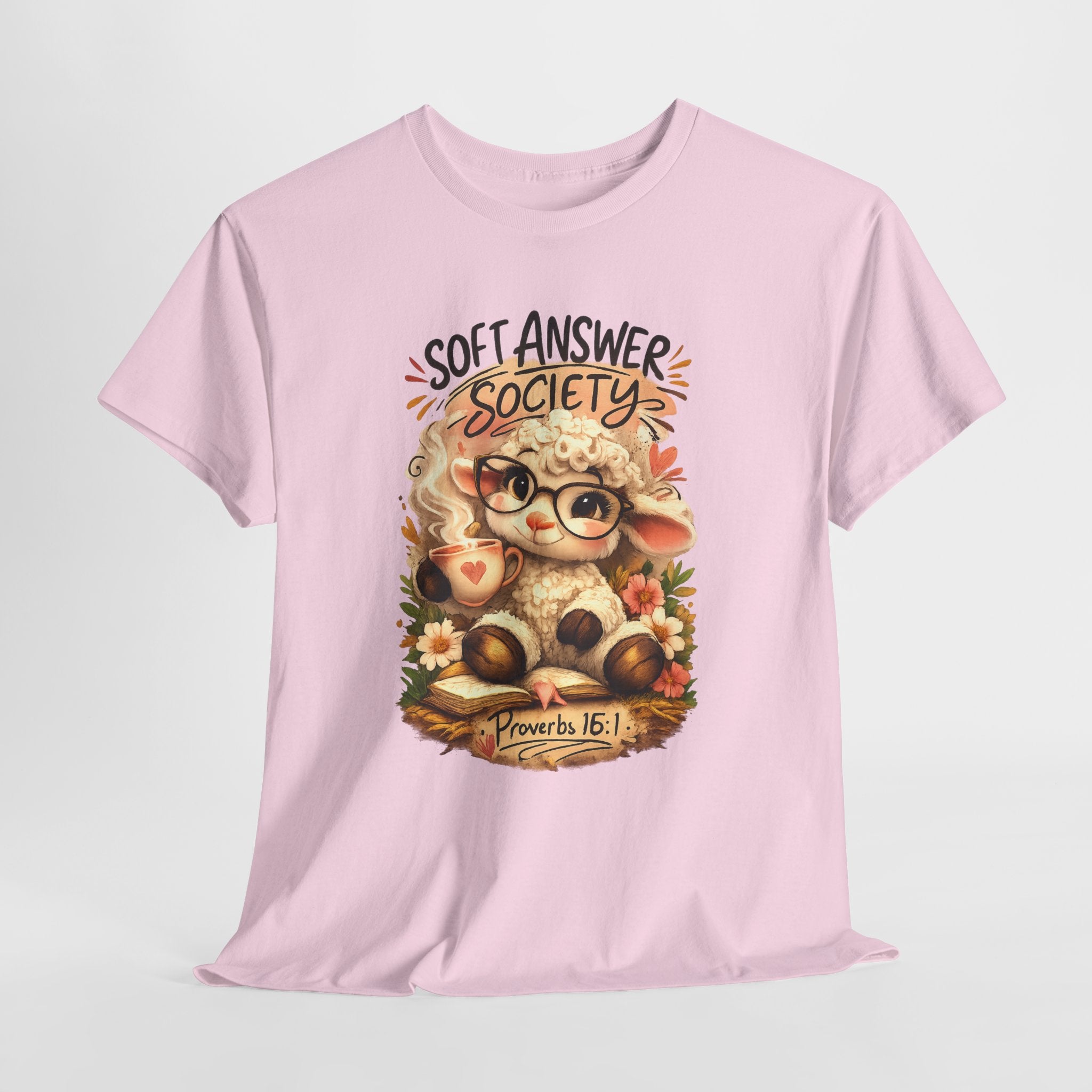 Soft Answer Society Christian Shirt – Proverbs 15:1 Bible Verse – Cute Lamb Christian Graphic Tee – Faith Based Women’s Shirt