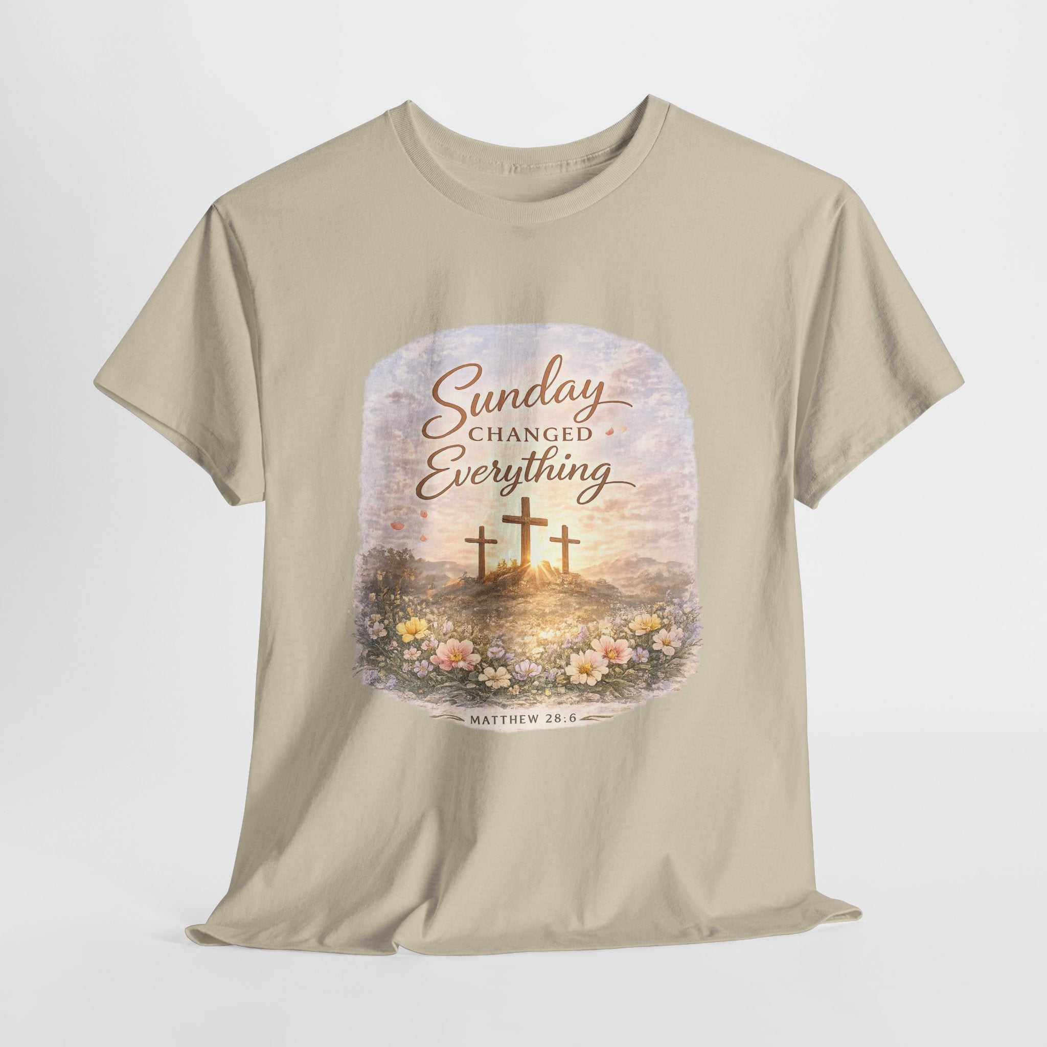 Sunday Changed Everything Christian Shirt – Matthew 28:6 Bible Verse – Easter Resurrection Cross Shirt – Christian Faith Graphic Tee