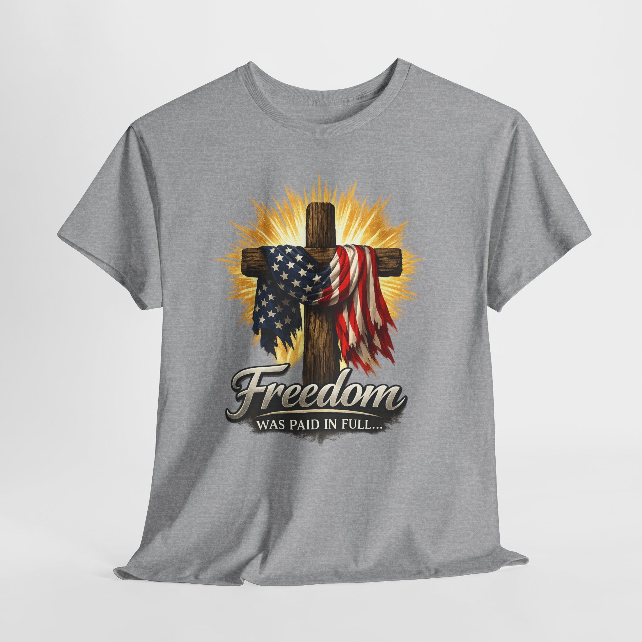 Freedom Was Paid in Full Christian Patriotic Shirt, Jesus Cross American Flag Tee, Faith Based 4th of July T-Shirt