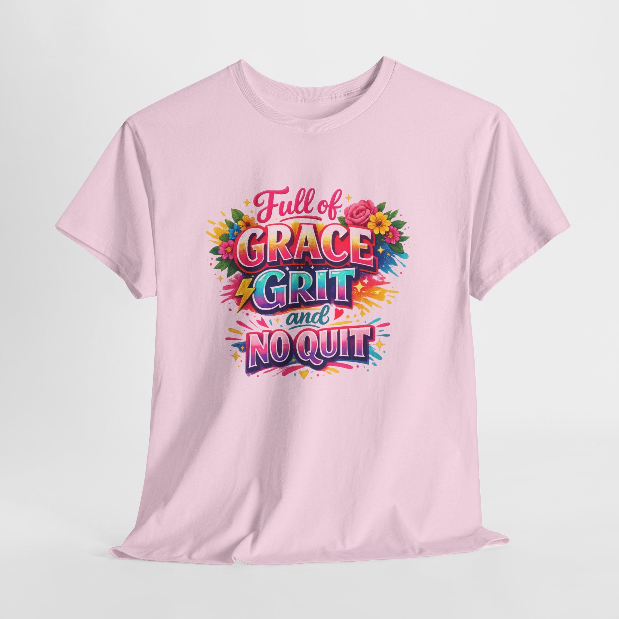 Full of Grace Grit and No Quit Christian Shirt – Inspirational Faith Women’s Tee – Motivational Christian Graphic Shirt