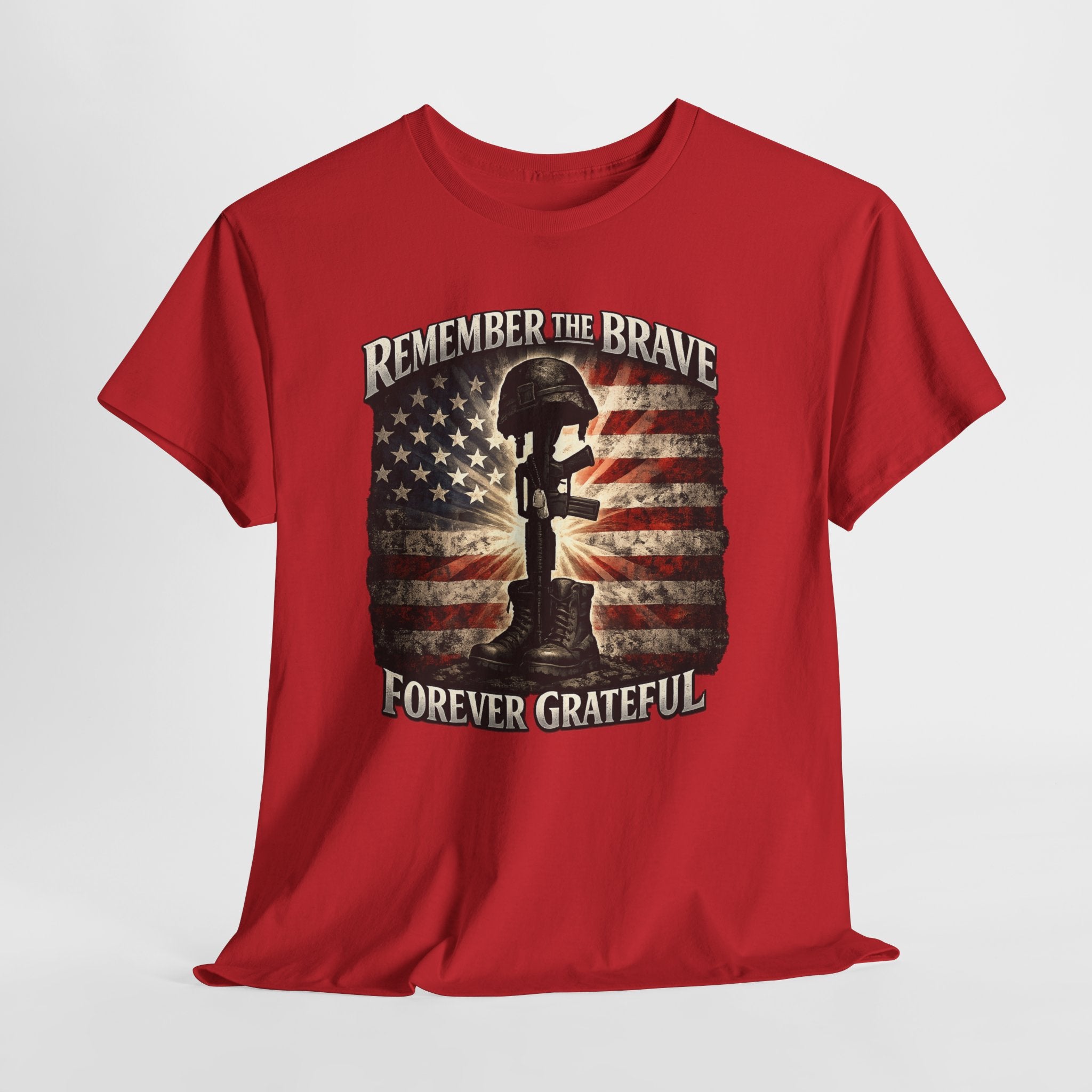 Remember The Brave Forever Grateful Patriotic Shirt, Military Tribute American Flag Tee, Veteran Memorial Day T-Shirt