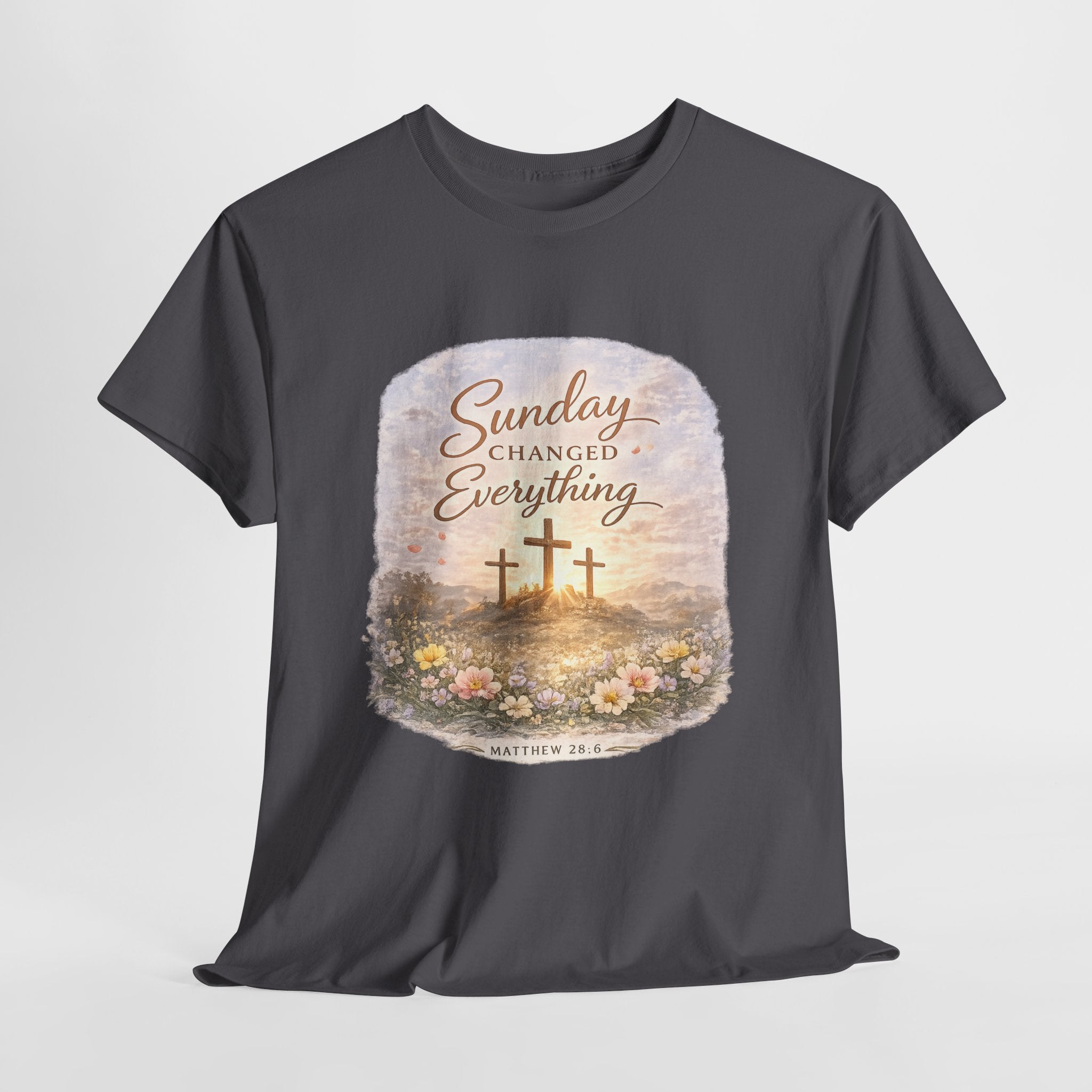 Sunday Changed Everything Christian Shirt – Matthew 28:6 Bible Verse – Easter Resurrection Cross Shirt – Christian Faith Graphic Tee