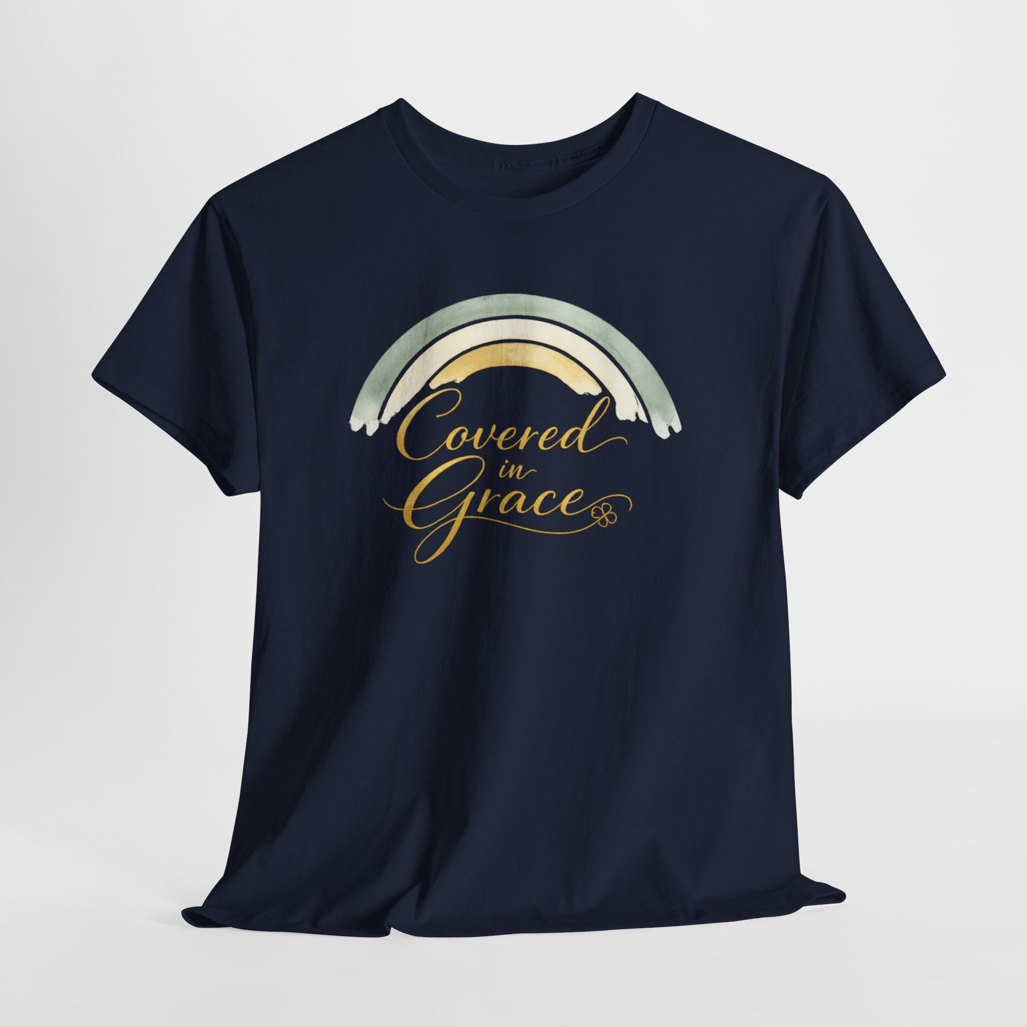 Covered in Grace Shirt | Christian Women’s T-Shirt | Faith Based Apparel | Inspirational Religious Tee | Emerald Green Gold Christian Gift