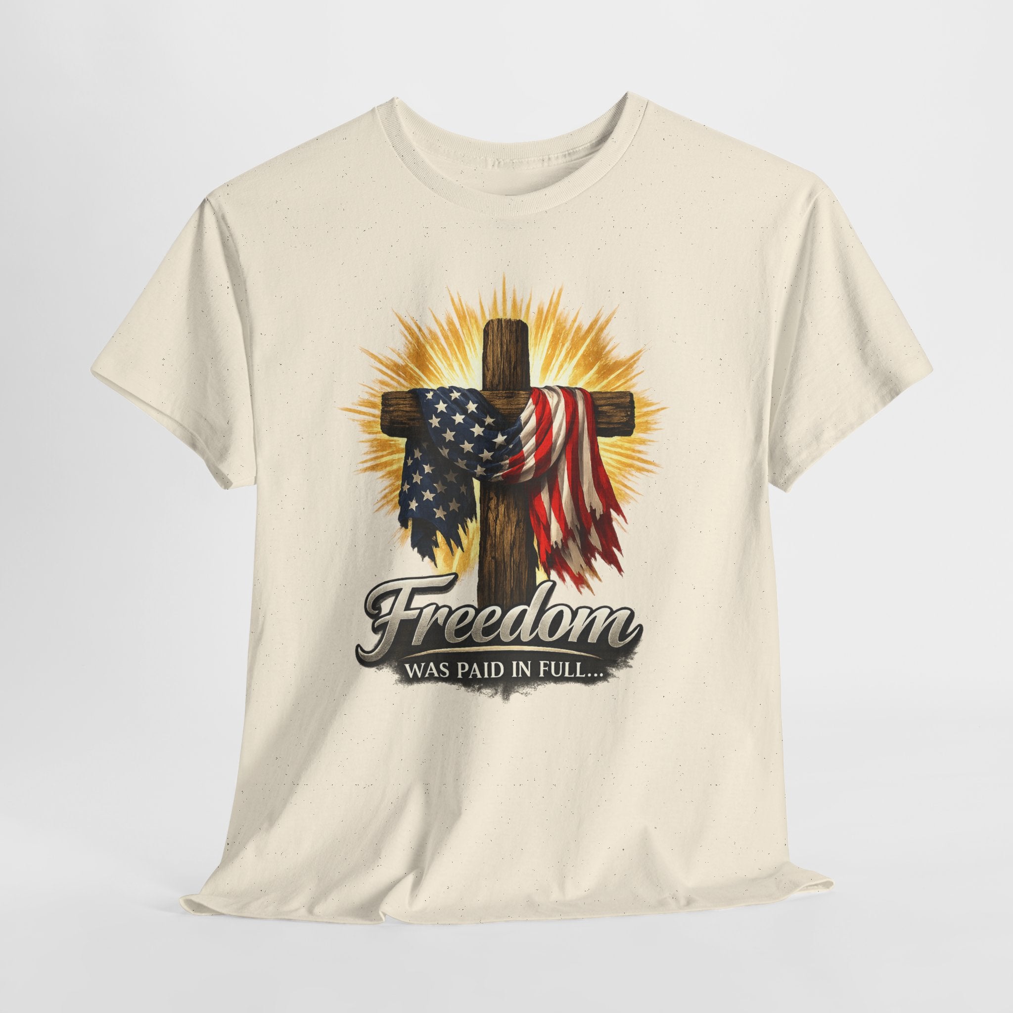Freedom Was Paid in Full Christian Patriotic Shirt, Jesus Cross American Flag Tee, Faith Based 4th of July T-Shirt