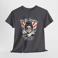 Liberty Laughter & The Lord Patriotic Christian Shirt, Funny Faith USA Graphic Tee, American Flag Sunglasses Women T-Shirt