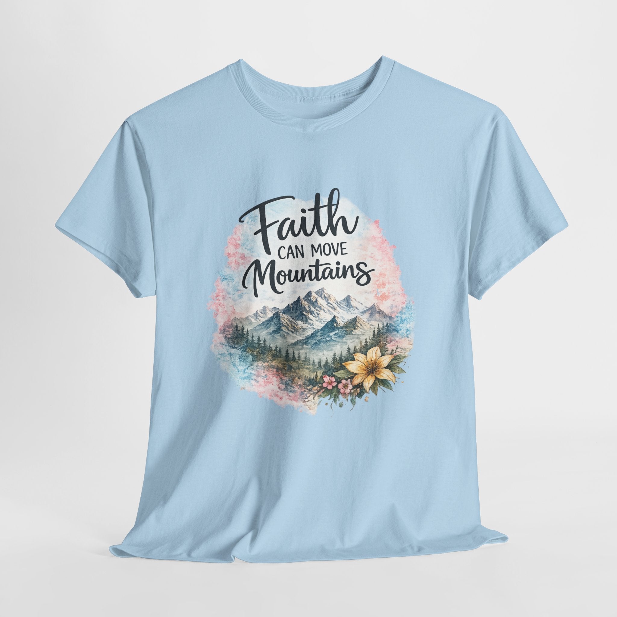 Faith Can Move Mountains Christian Shirt – Inspirational Faith Graphic Tee – Christian Encouragement Shirt