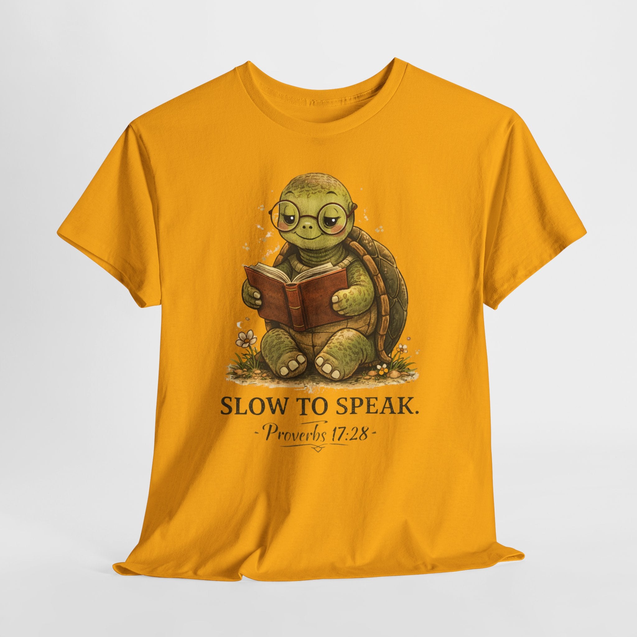 Slow to Speak Proverbs 17:28 Christian Shirt – Cute Turtle Bible Verse Tee – Faith Wisdom Graphic Shirt