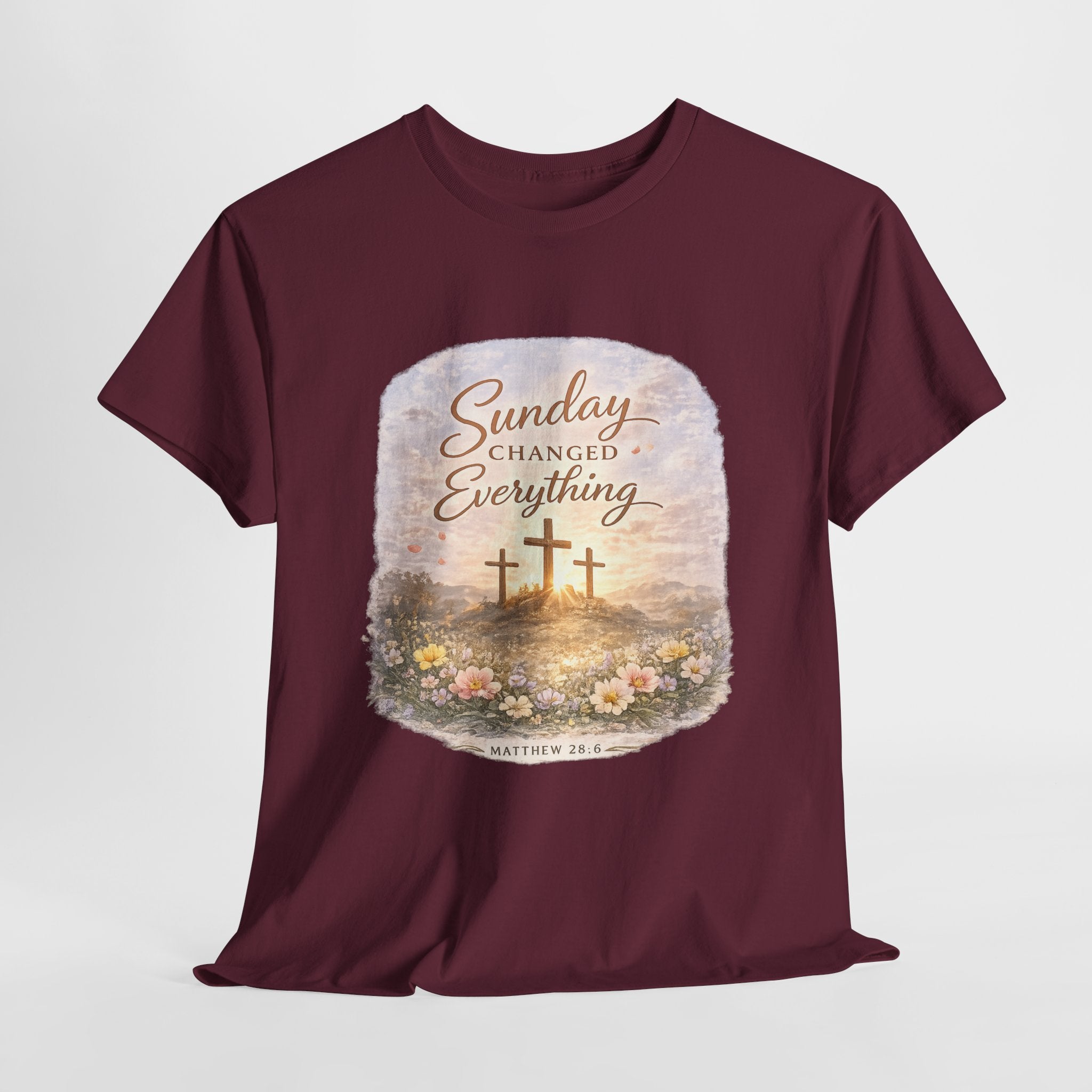 Sunday Changed Everything Christian Shirt – Matthew 28:6 Bible Verse – Easter Resurrection Cross Shirt – Christian Faith Graphic Tee