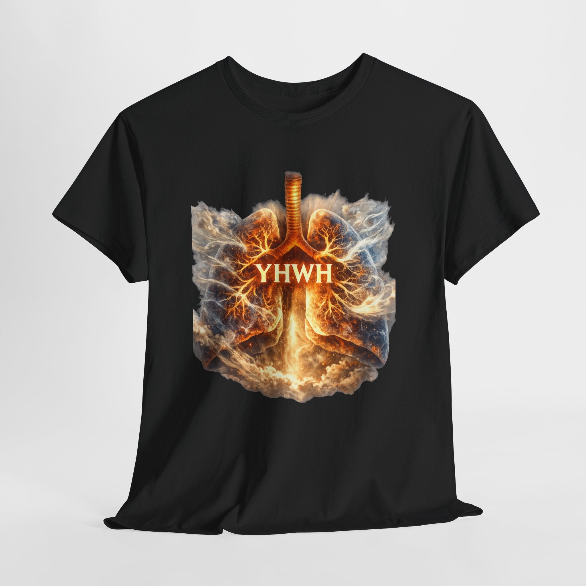 YHWH Shirt – Powerful Christian Faith Graphic Tee with Fiery God Breath Design, Biblical Hebrew Name of God