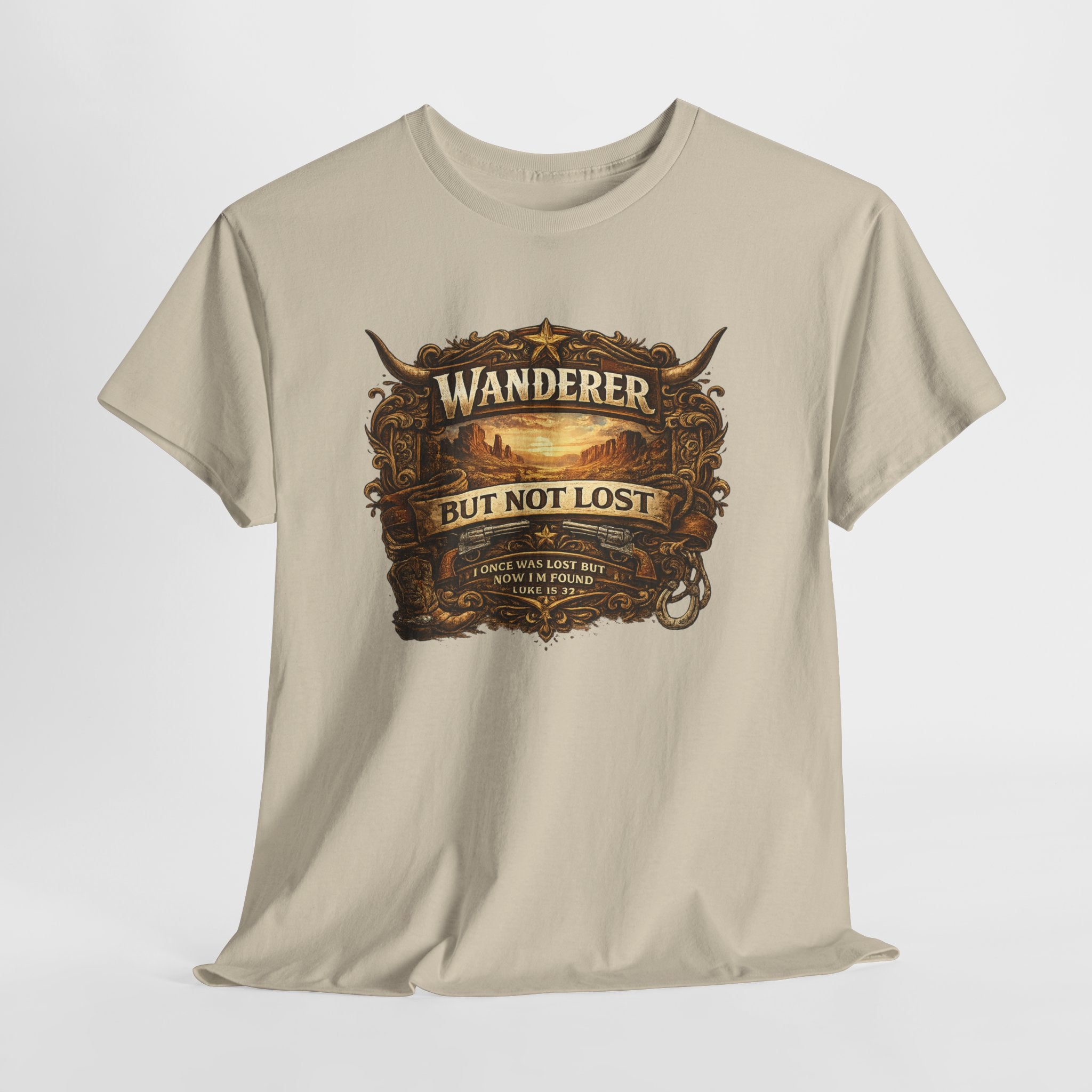 Wanderer But Not Lost Christian Shirt – Luke 15:32 Faith Western Graphic Tee – Christian Cowboy Faith Shirt