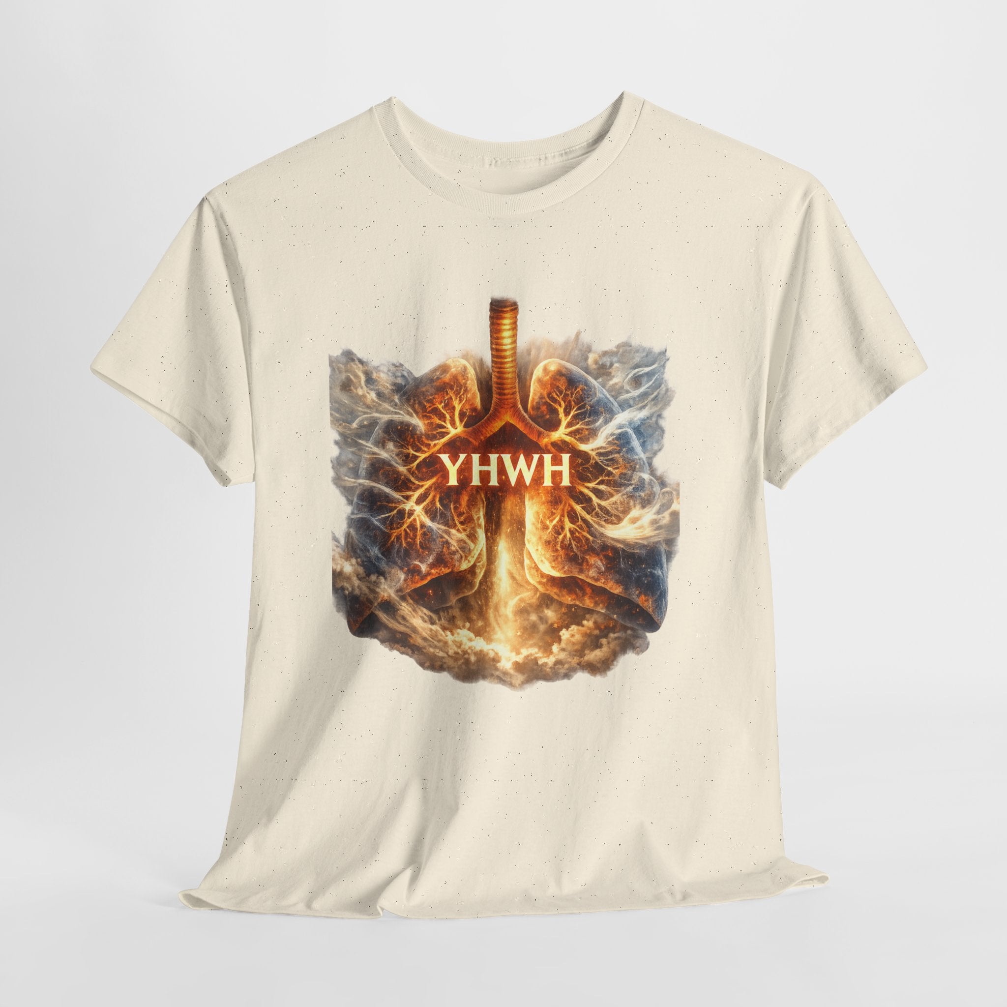 YHWH Shirt – Powerful Christian Faith Graphic Tee with Fiery God Breath Design, Biblical Hebrew Name of God
