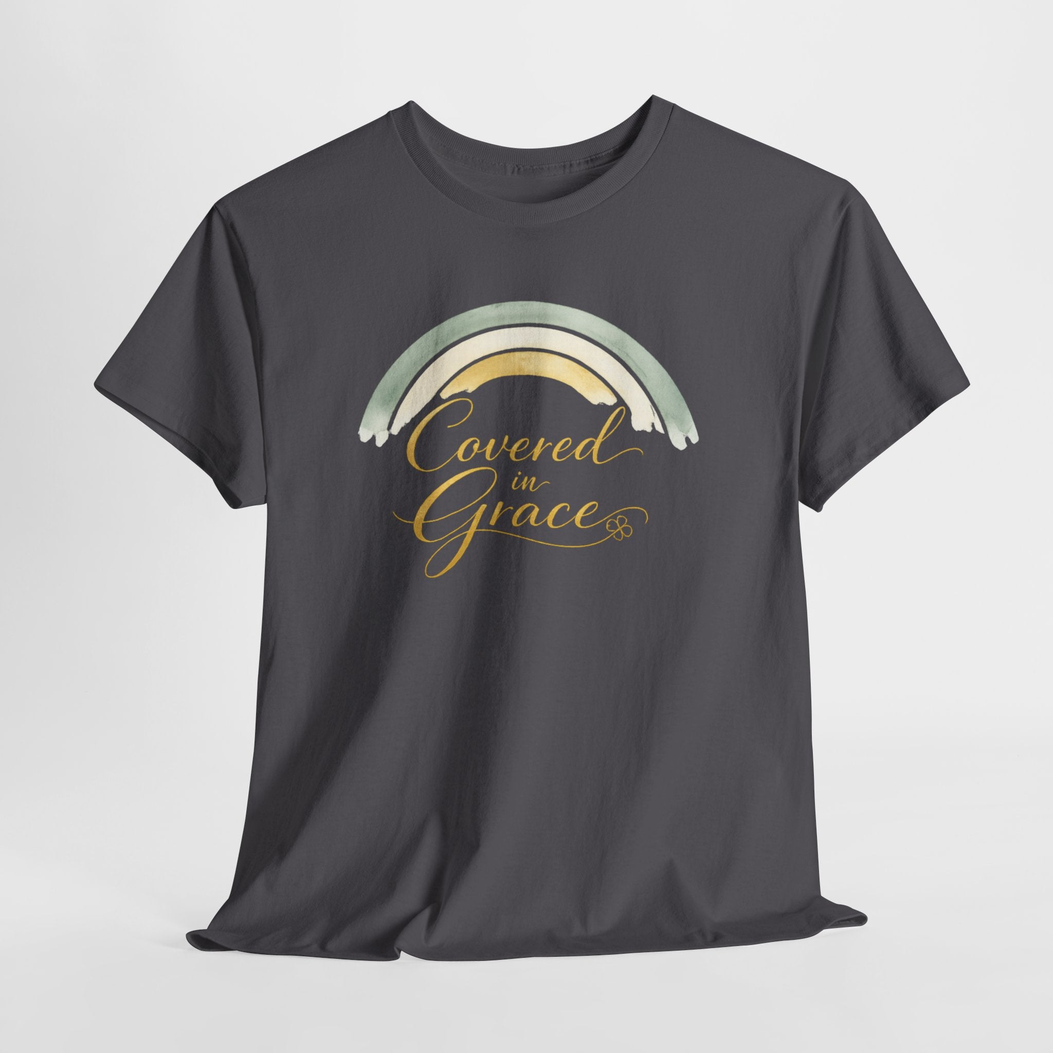 Covered in Grace Shirt | Christian Women’s T-Shirt | Faith Based Apparel | Inspirational Religious Tee | Emerald Green Gold Christian Gift