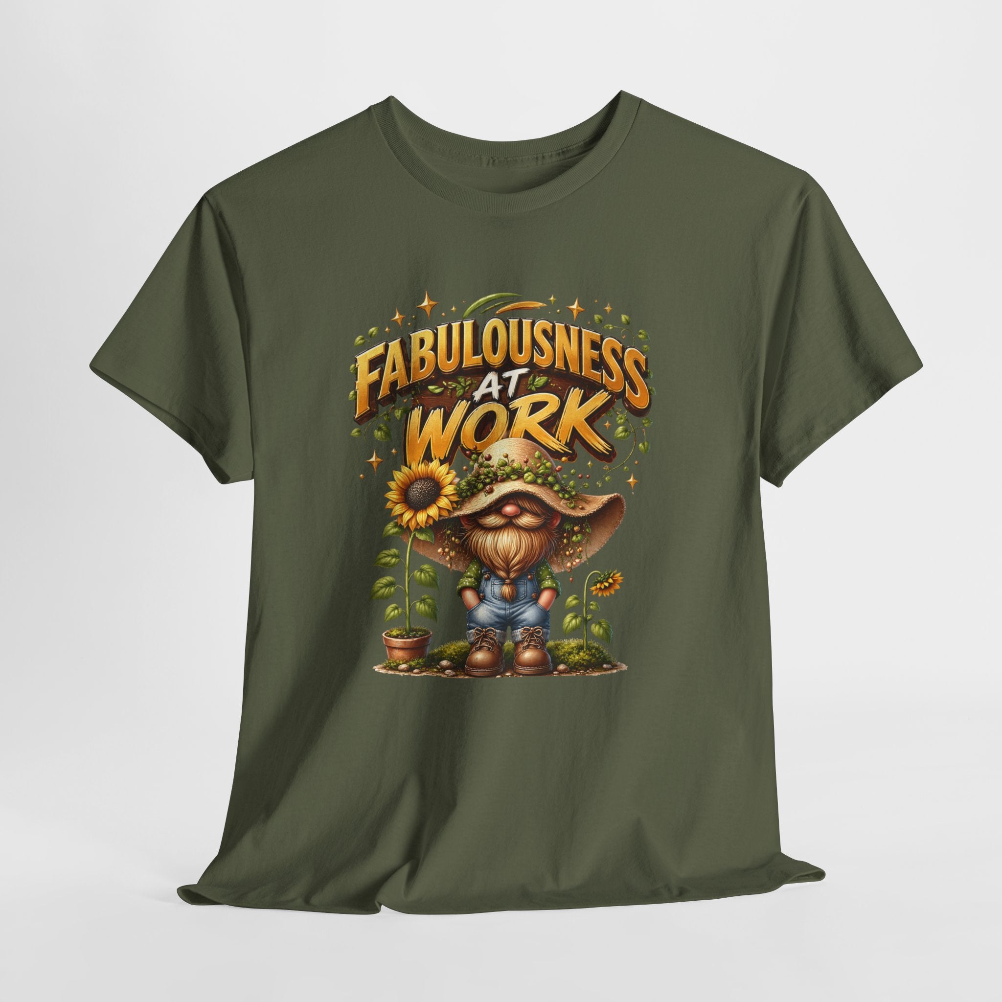 Graphic Tee - "Fabulousness at Work" Cute Gardener Sunflower T-Shirt