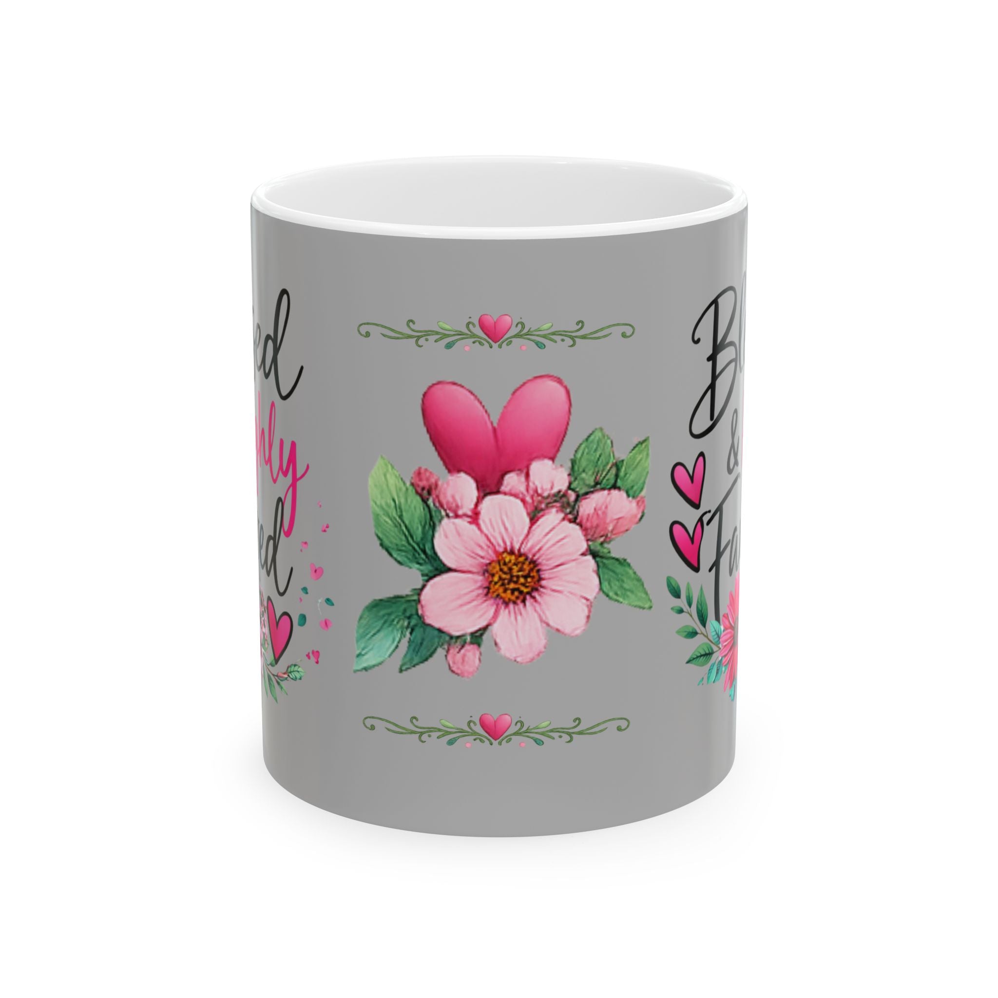 Blessed and Highly Favored Christian Mug – Faith Inspirational Coffee Cup – Christian Gift for Women